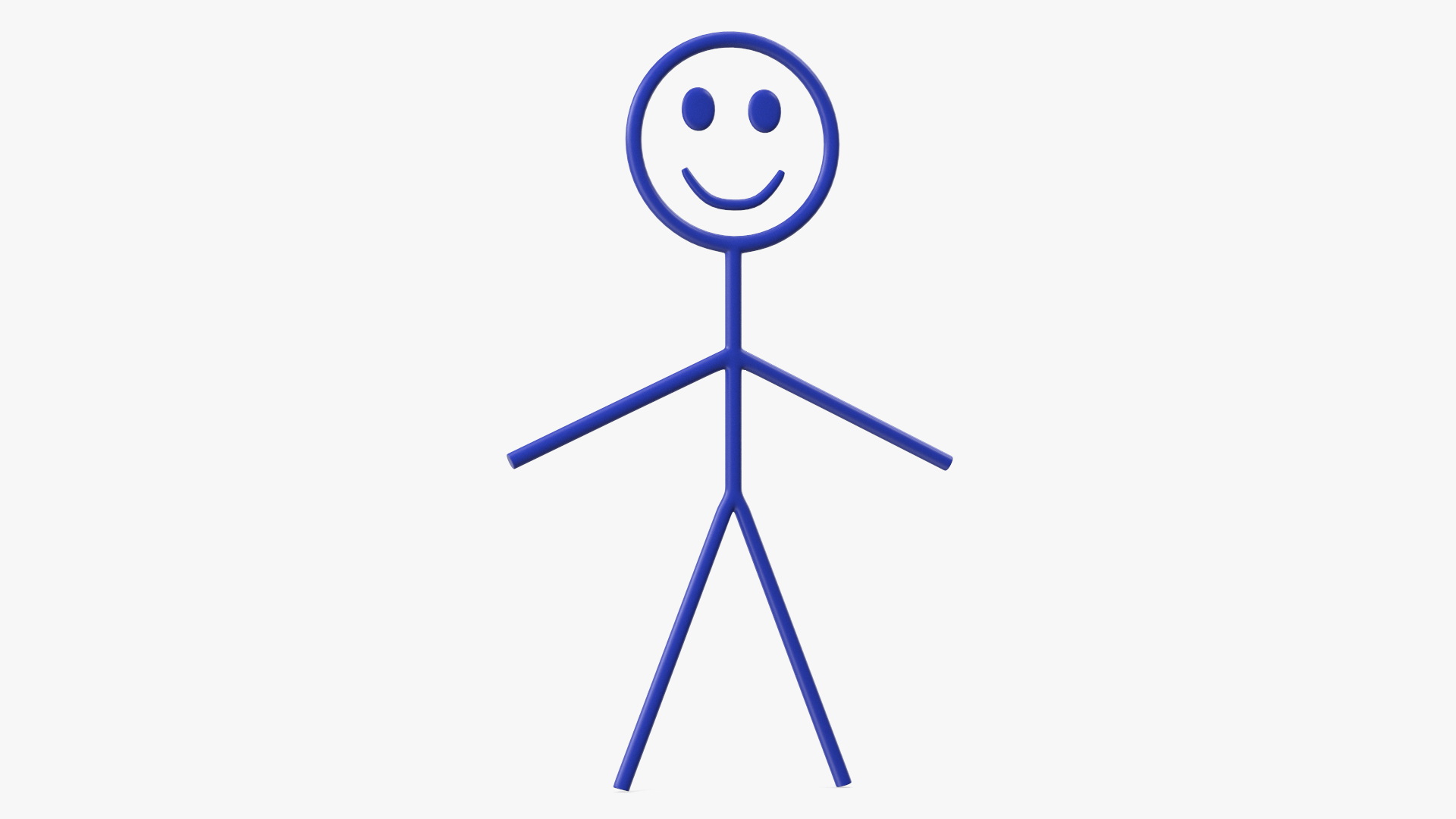 3D Stickman Cartoon Figure Blue model