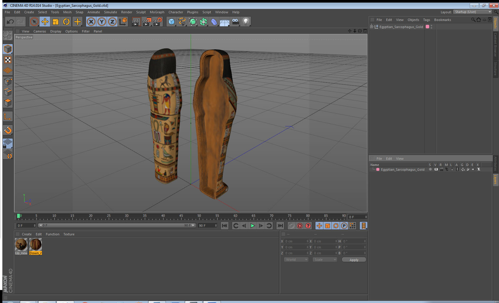 3D model Egyptian Sarcophagus Gold