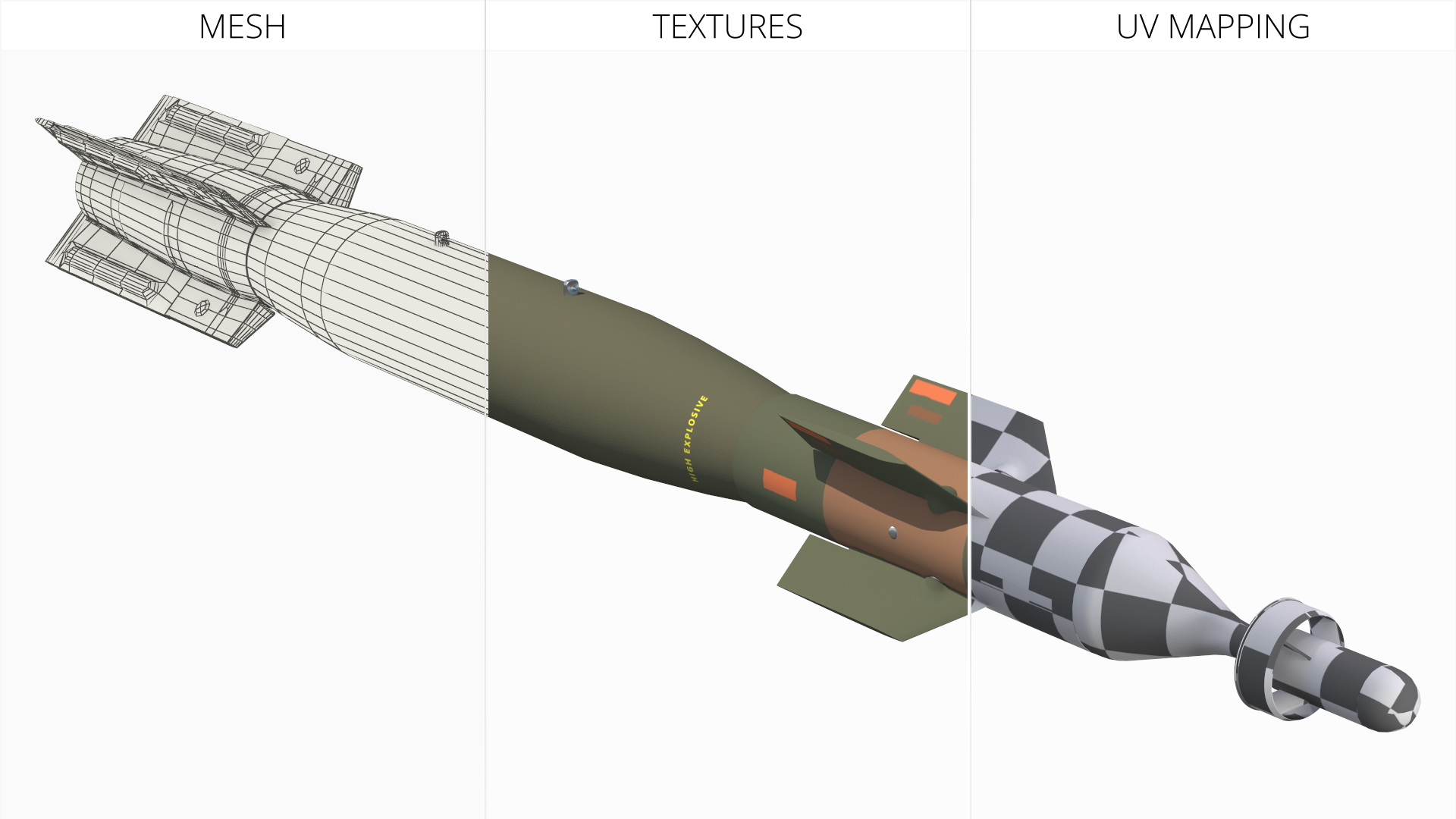 GBU 12 Paveway II Laser Guided Bomb Game Ready, view 9
