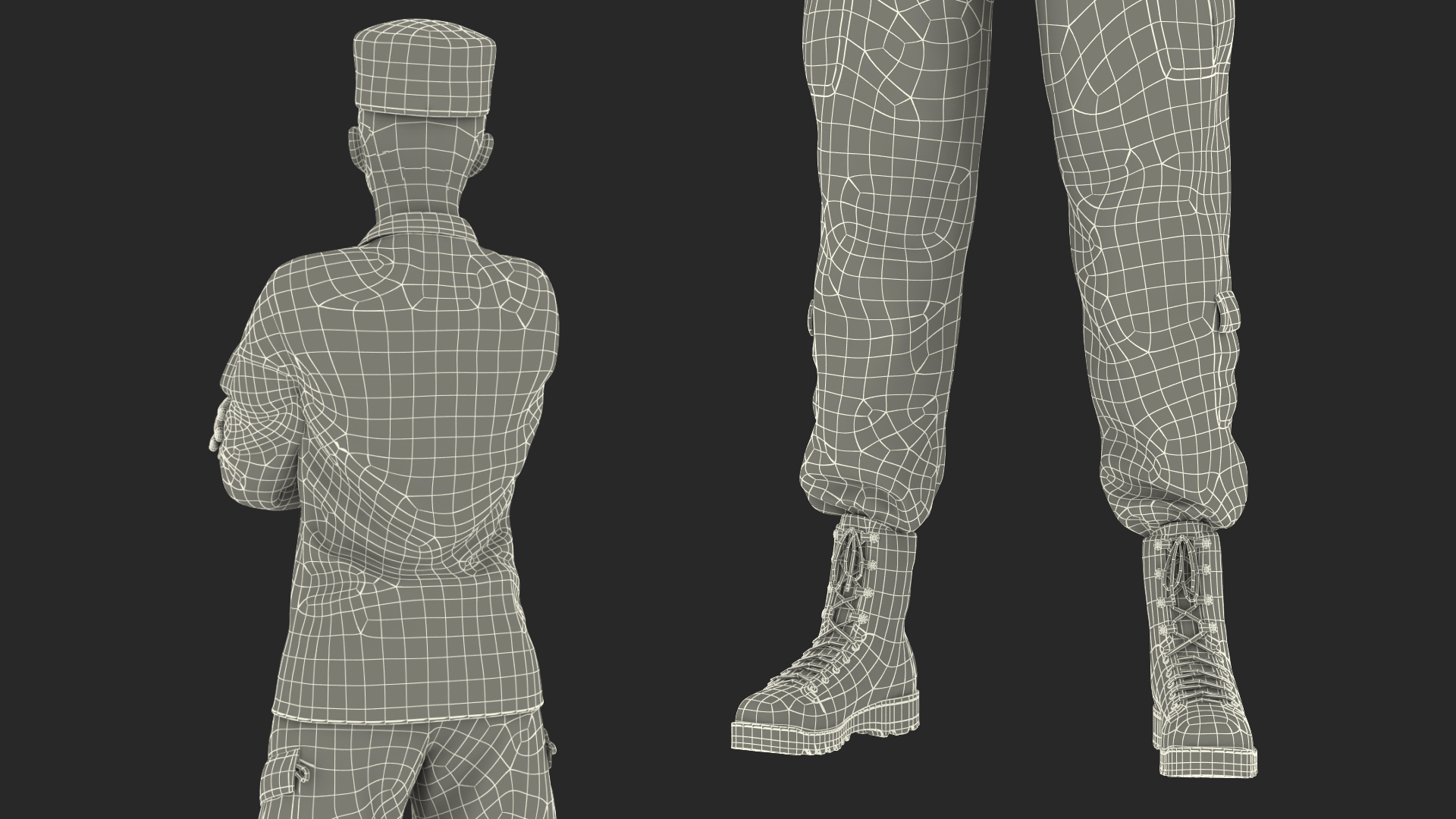 3D African American Female Soldier Camo Uniform Fur model