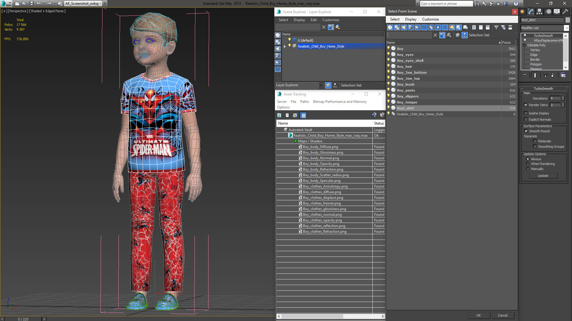 3D model Realistic Child Boy Home Style