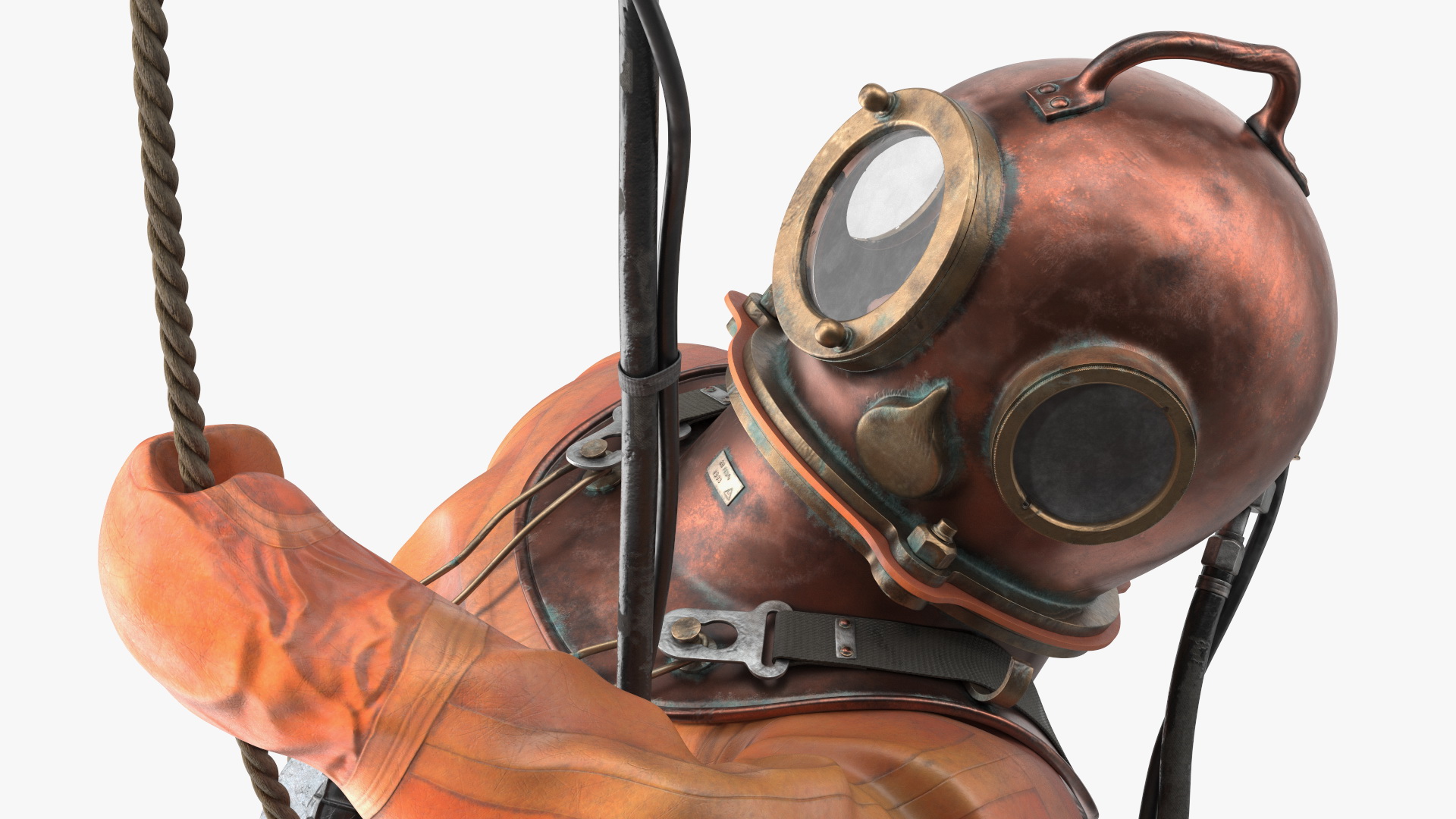 3D Retro Diving Gear Surrounded by Sharks model