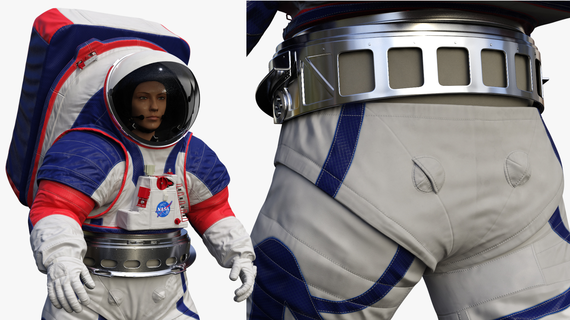 Female Astronaut Spacesuit NASA xEMU Walking Pose 3D model