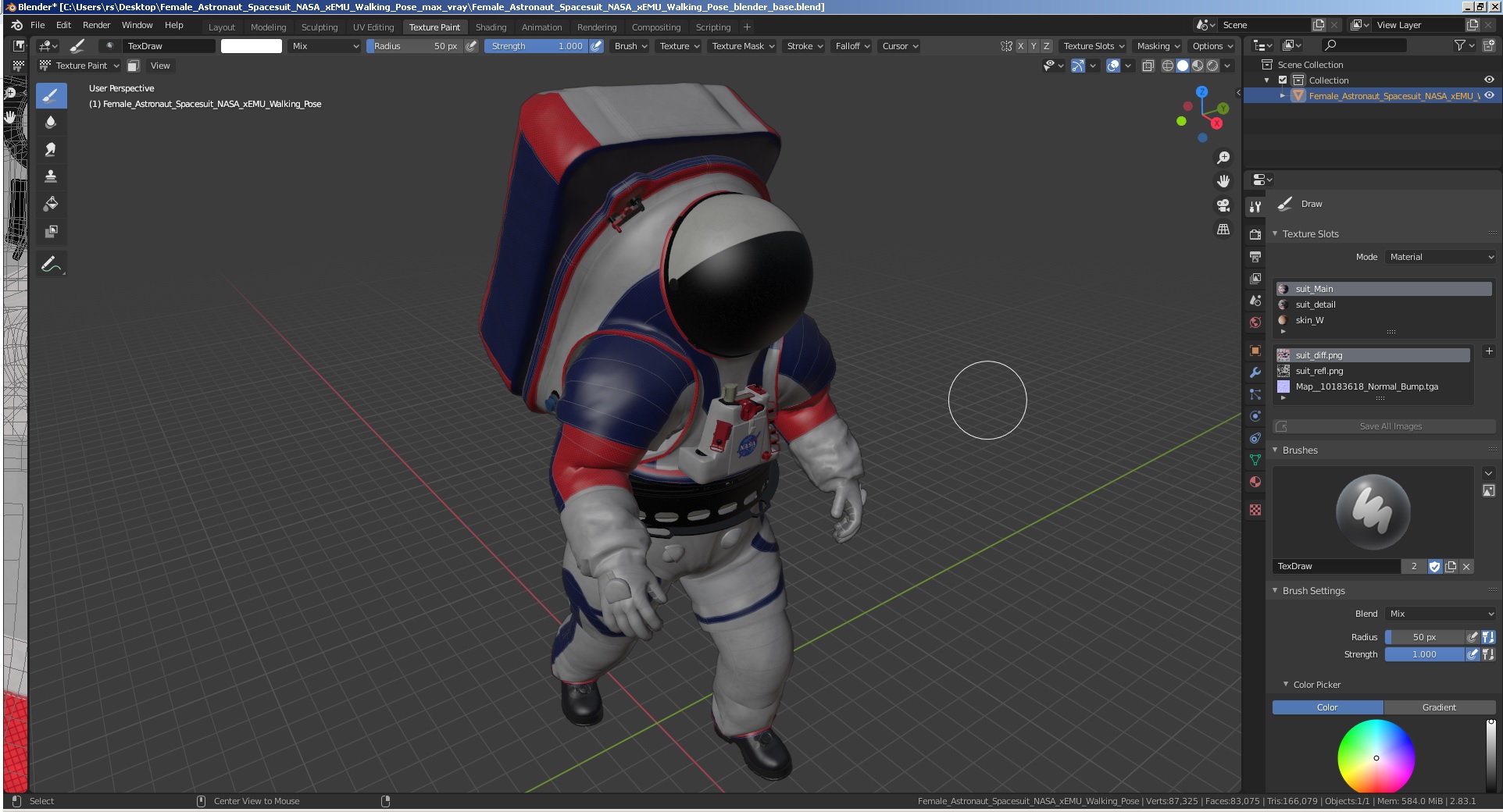 Female Astronaut Spacesuit NASA xEMU Walking Pose 3D model