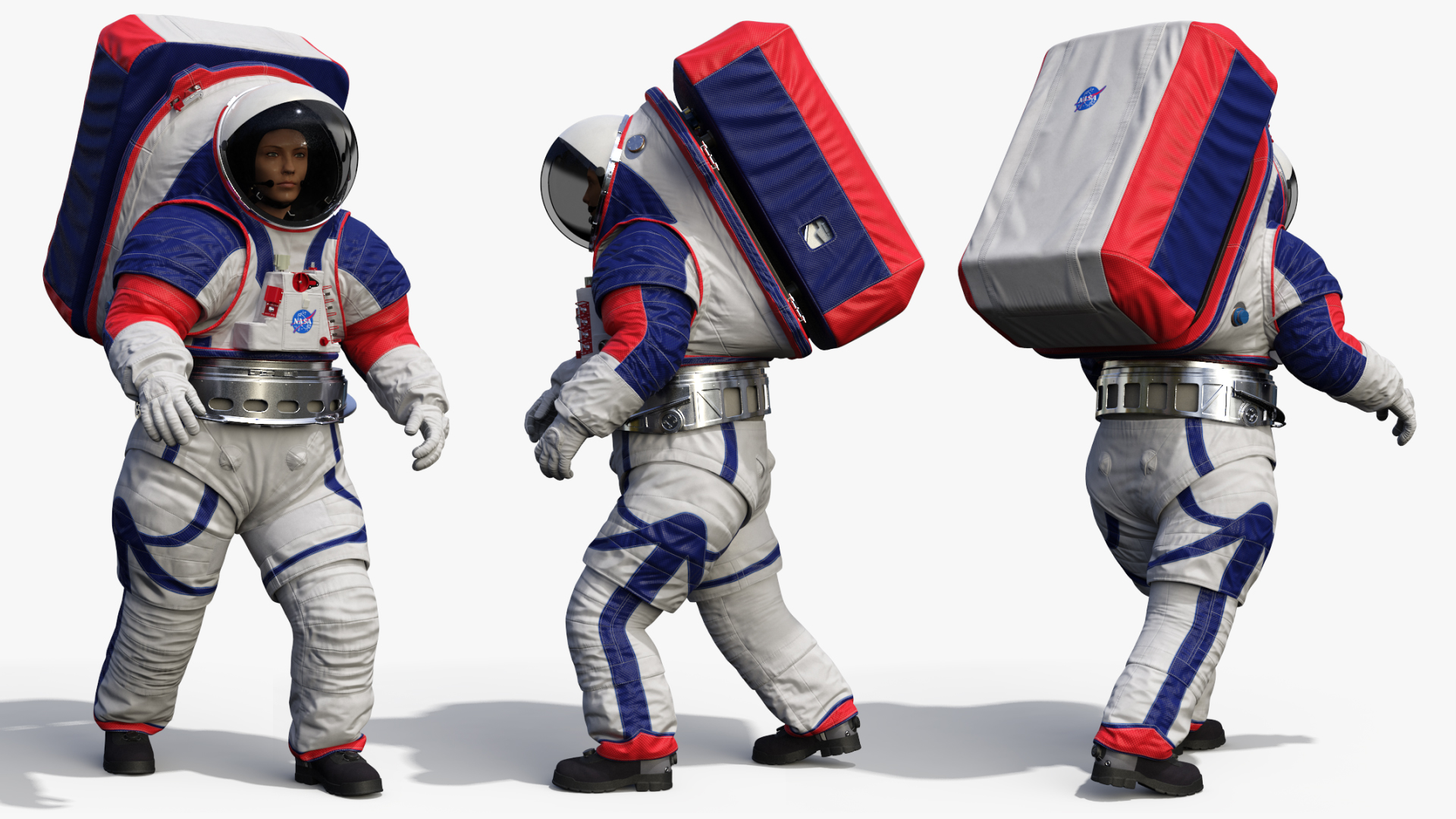 Female Astronaut Spacesuit NASA xEMU Walking Pose 3D model