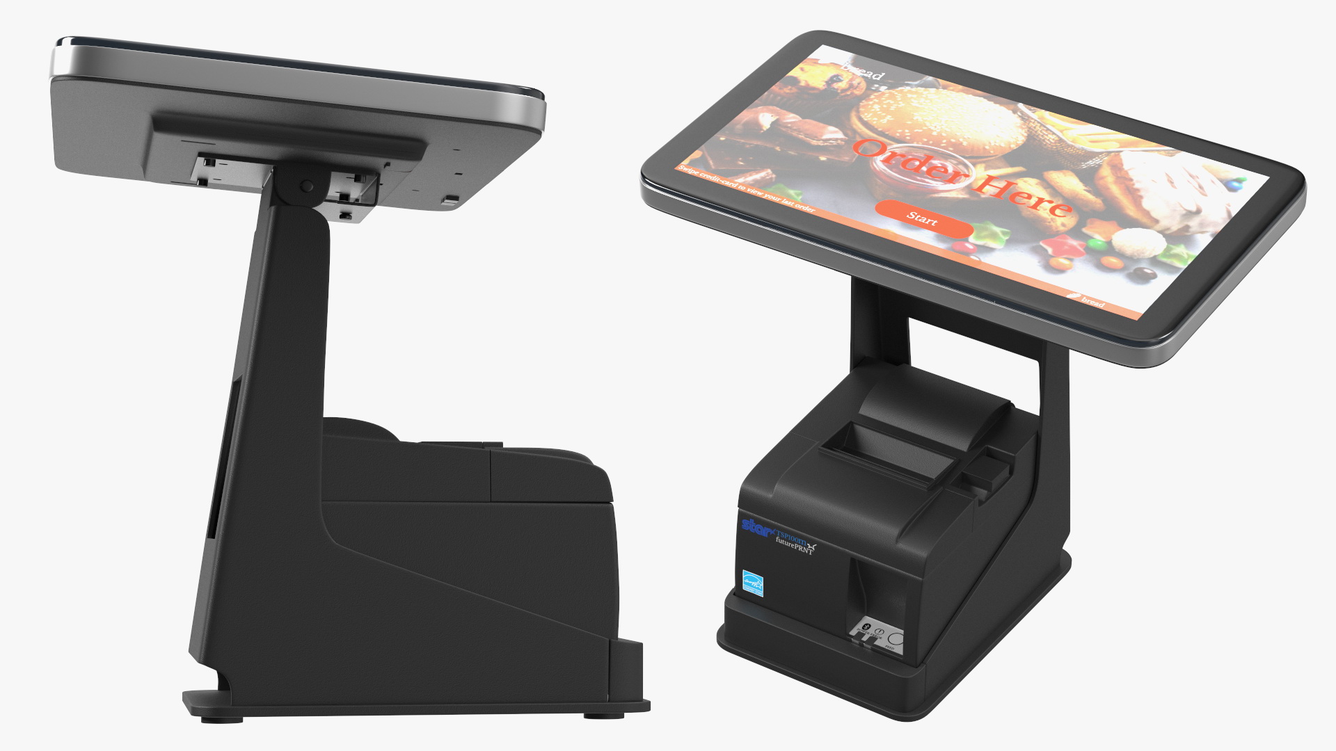 3D Digital Ordering Kiosk Terminal Screen On