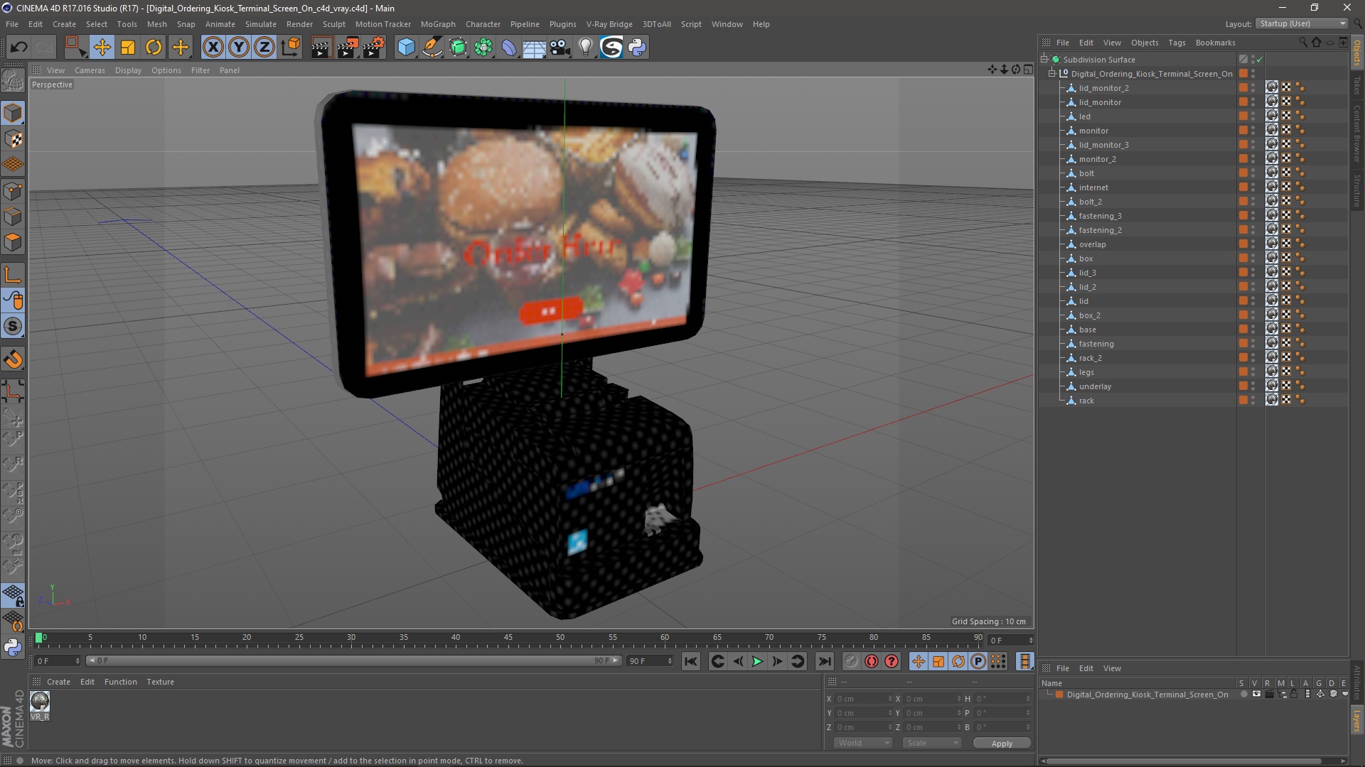 3D Digital Ordering Kiosk Terminal Screen On