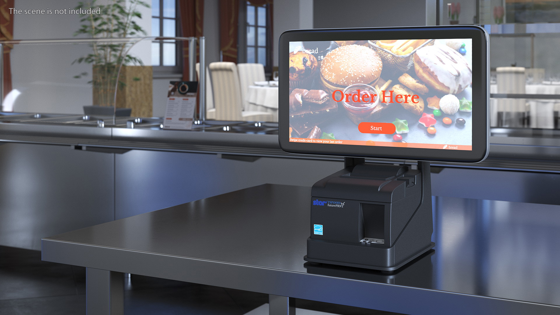 3D Digital Ordering Kiosk Terminal Screen On