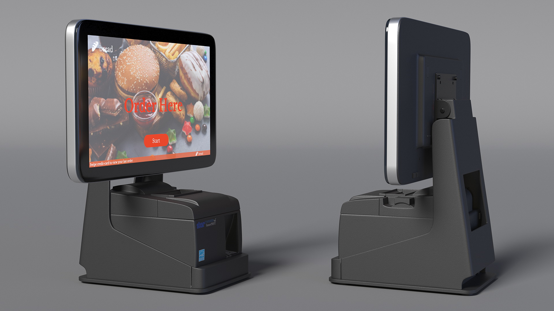 3D Digital Ordering Kiosk Terminal Screen On
