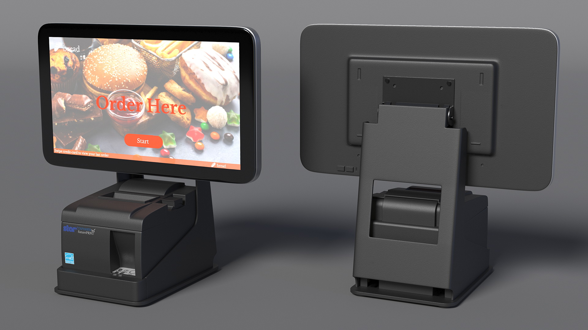 3D Digital Ordering Kiosk Terminal Screen On
