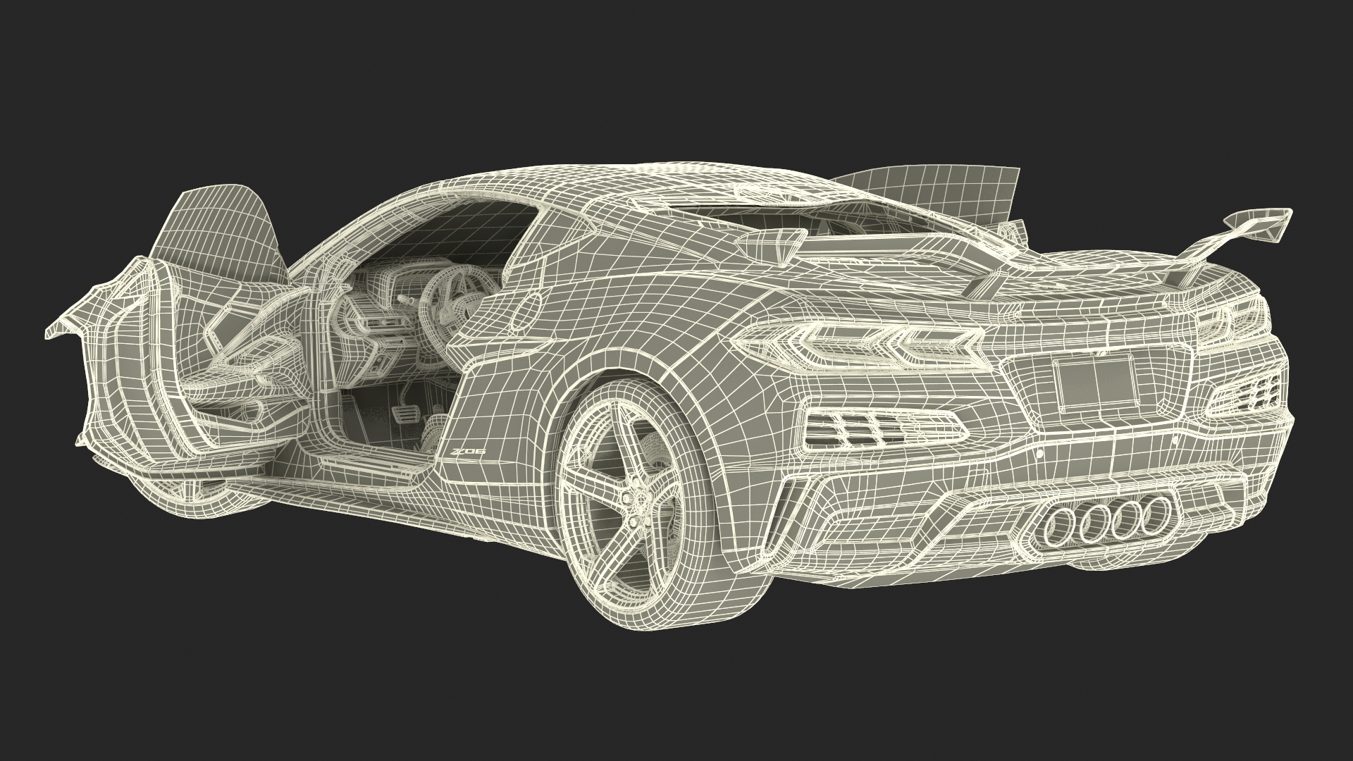 2023 Chevy Corvette Z0 Coupe Orange Rigged 3D