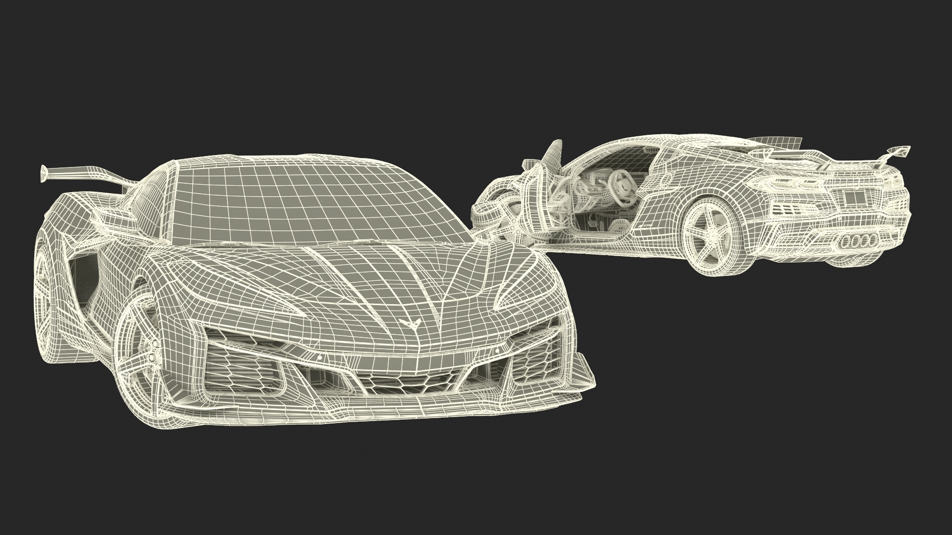 2023 Chevy Corvette Z0 Coupe Orange Rigged 3D