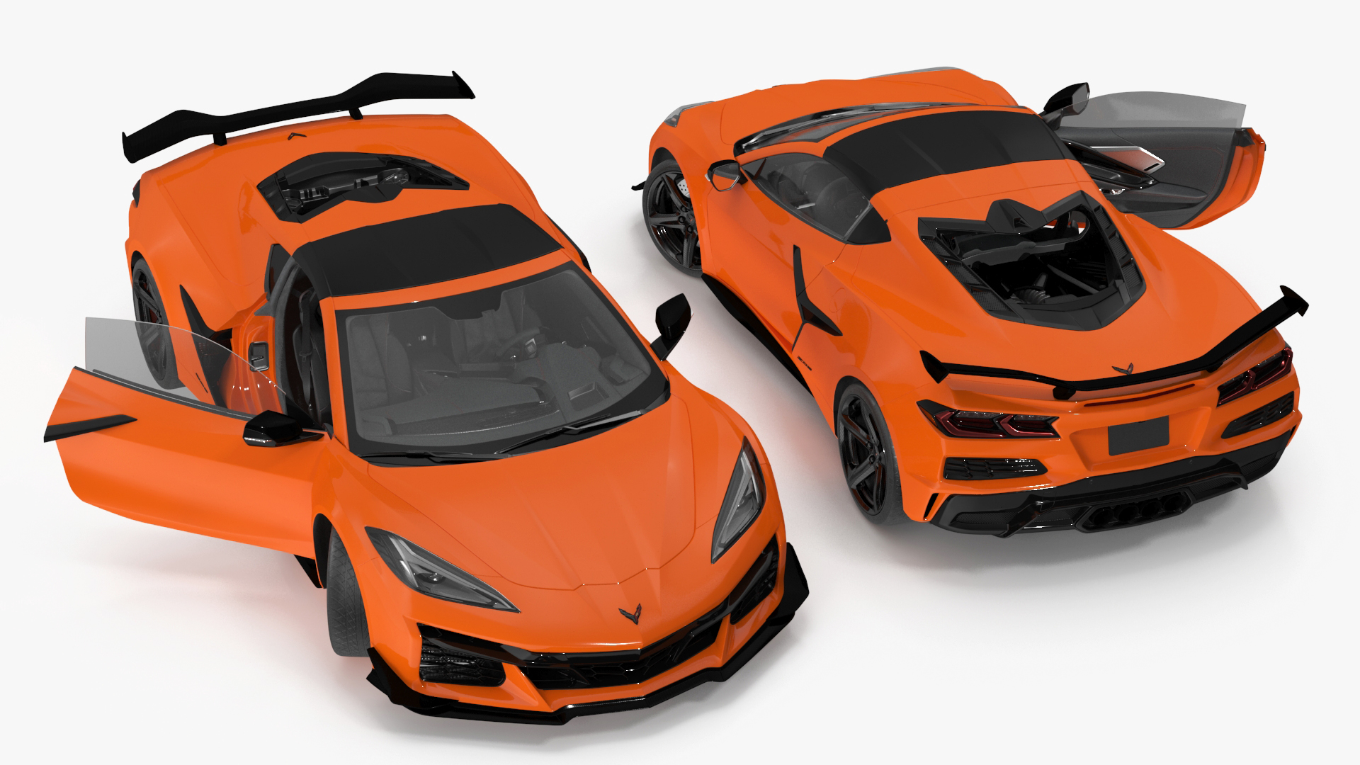 2023 Chevy Corvette Z0 Coupe Orange Rigged 3D