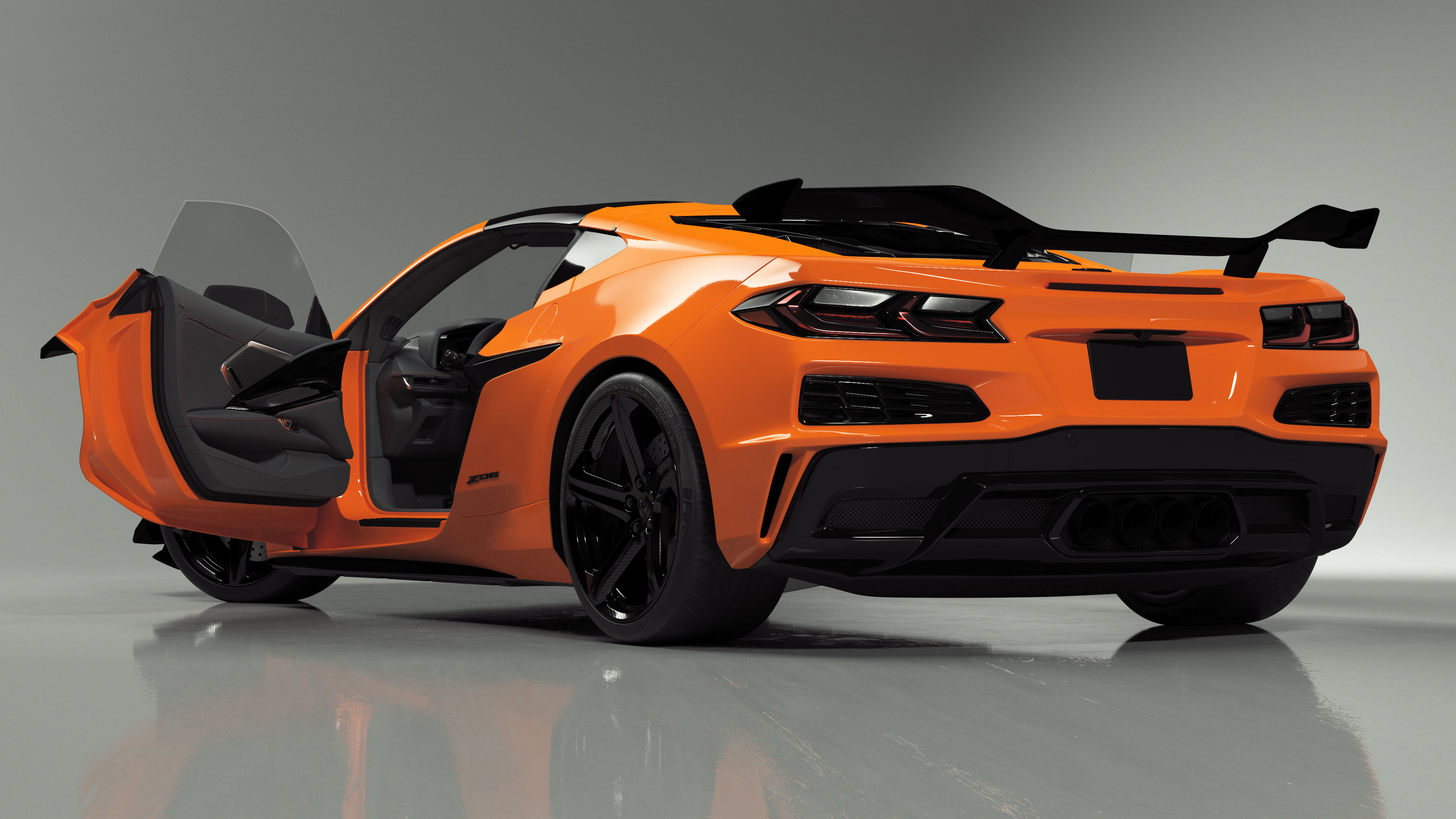 2023 Chevy Corvette Z0 Coupe Orange Rigged 3D