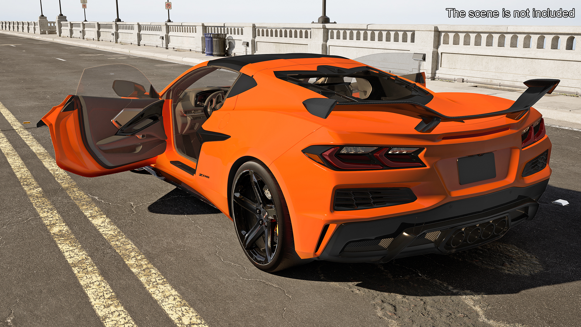 2023 Chevy Corvette Z0 Coupe Orange Rigged 3D