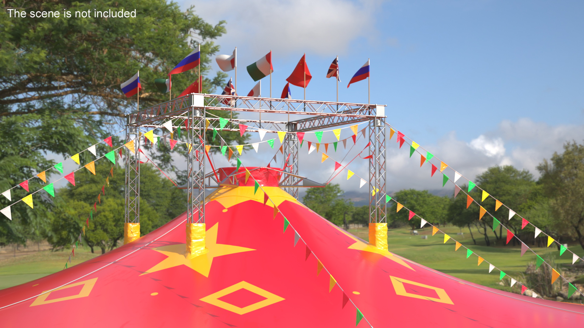 Amusement Park Circus Tent on Grass with Fur 3D model