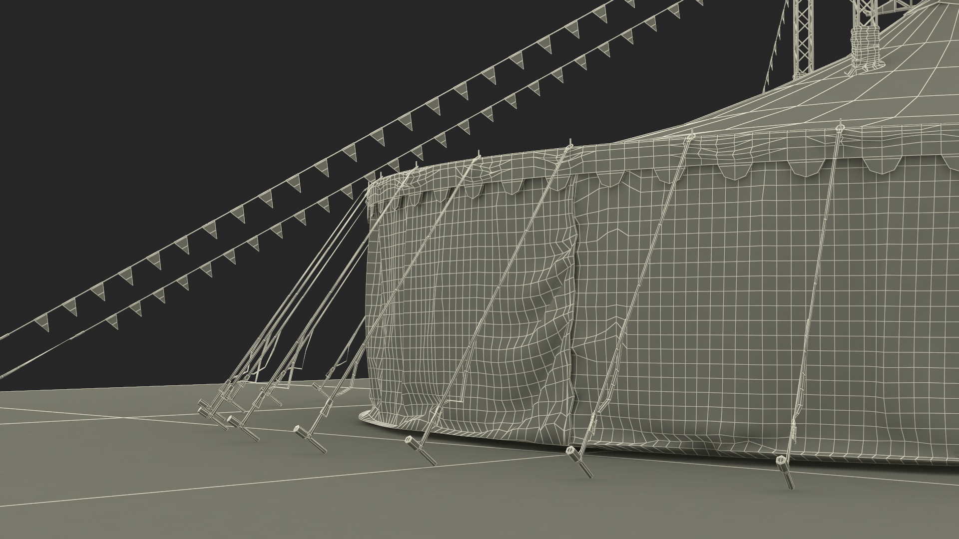 Amusement Park Circus Tent on Grass with Fur 3D model