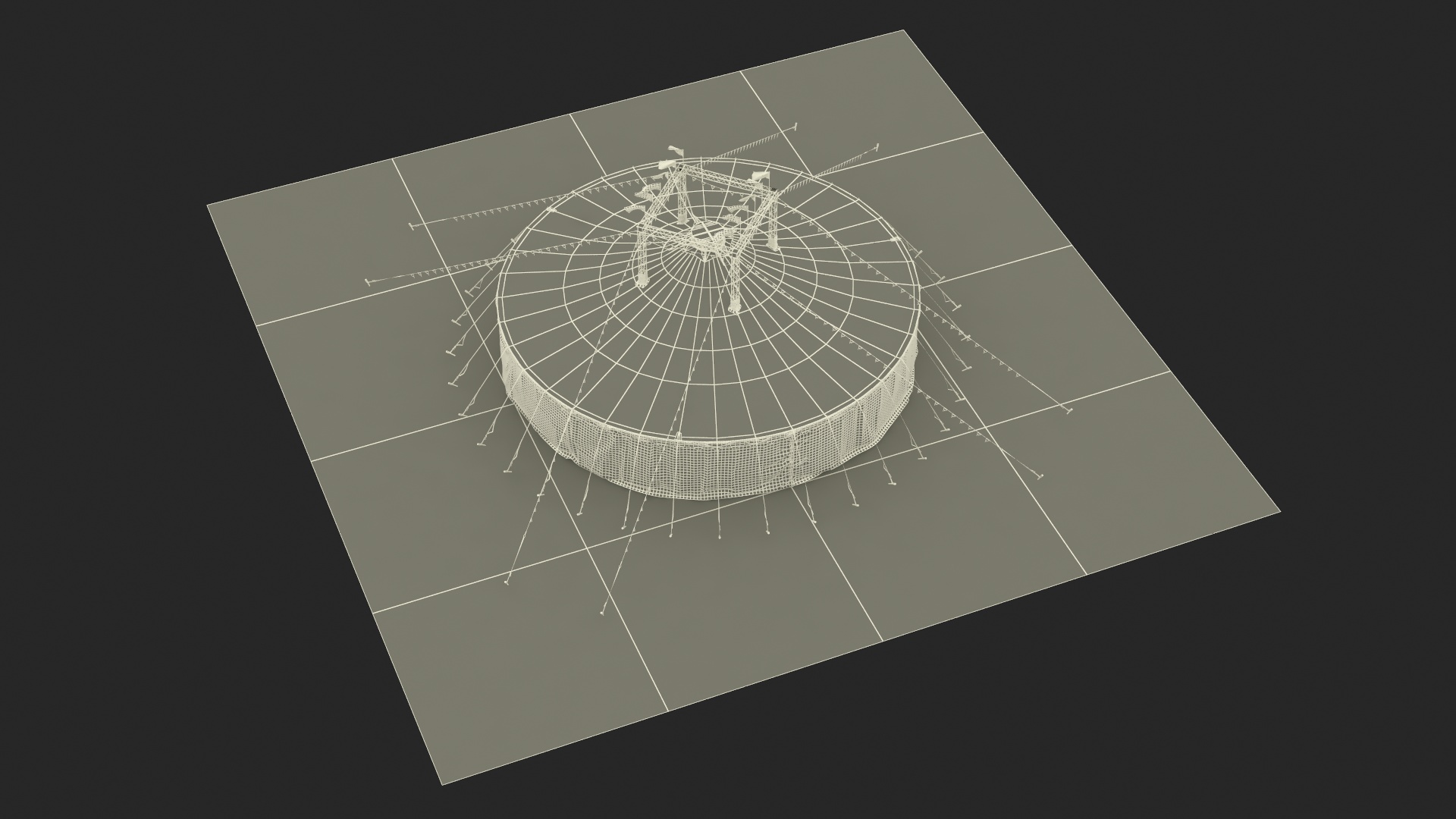 Amusement Park Circus Tent on Grass with Fur 3D model