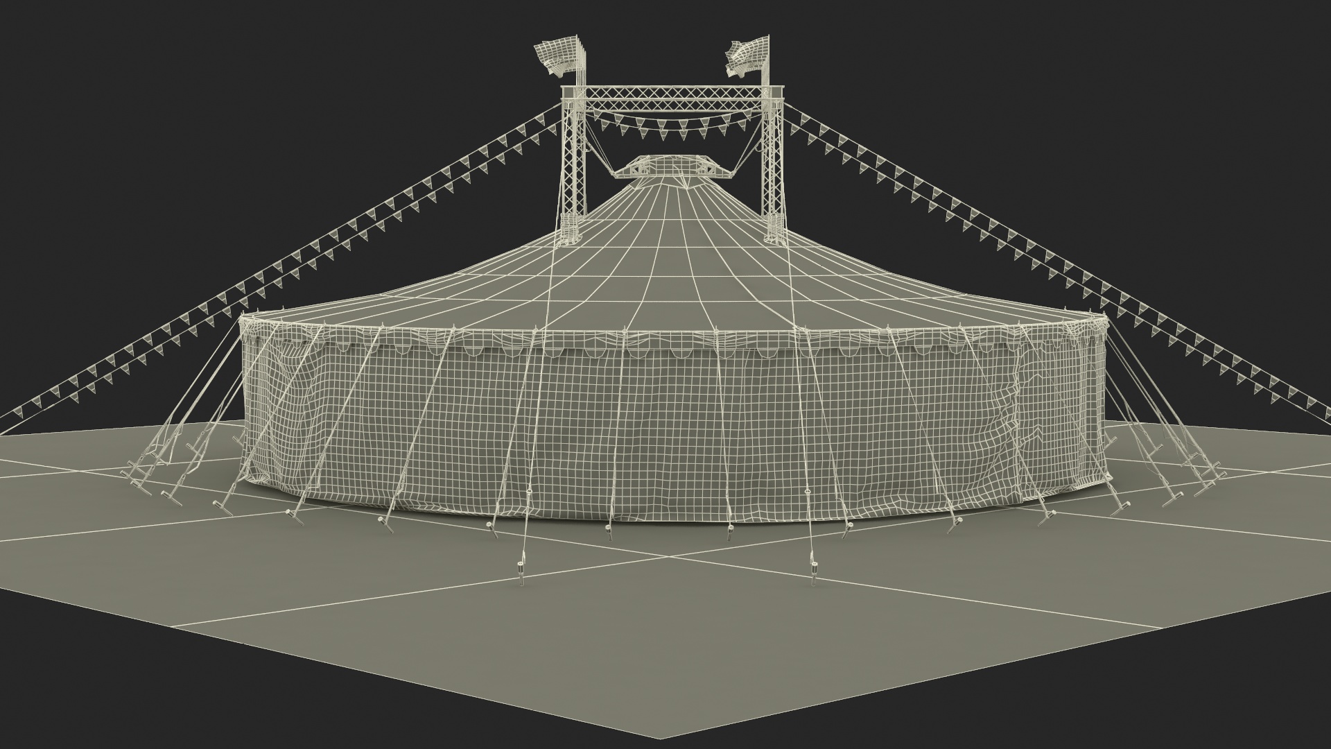 Amusement Park Circus Tent on Grass with Fur 3D model