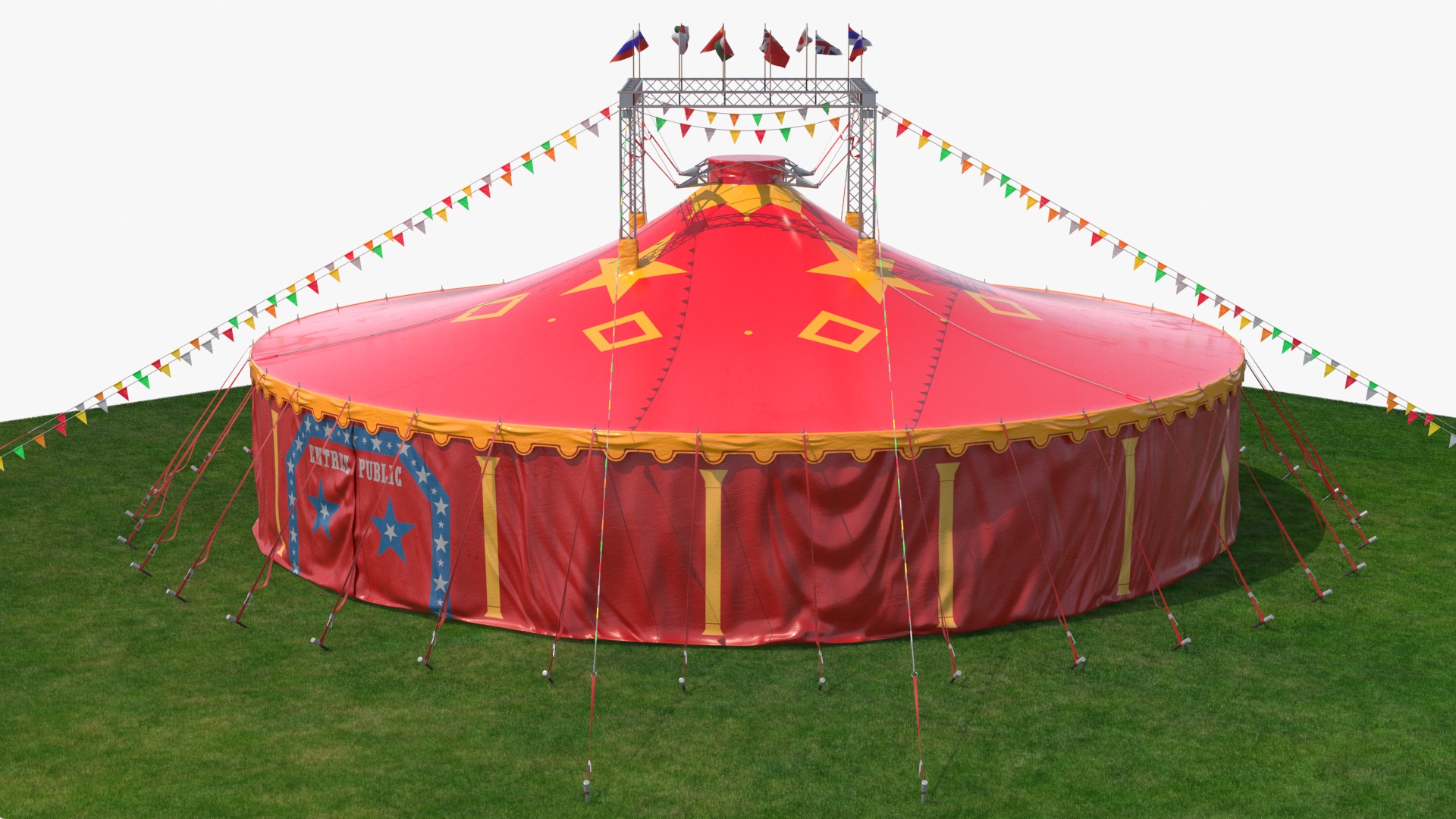Amusement Park Circus Tent on Grass with Fur 3D model