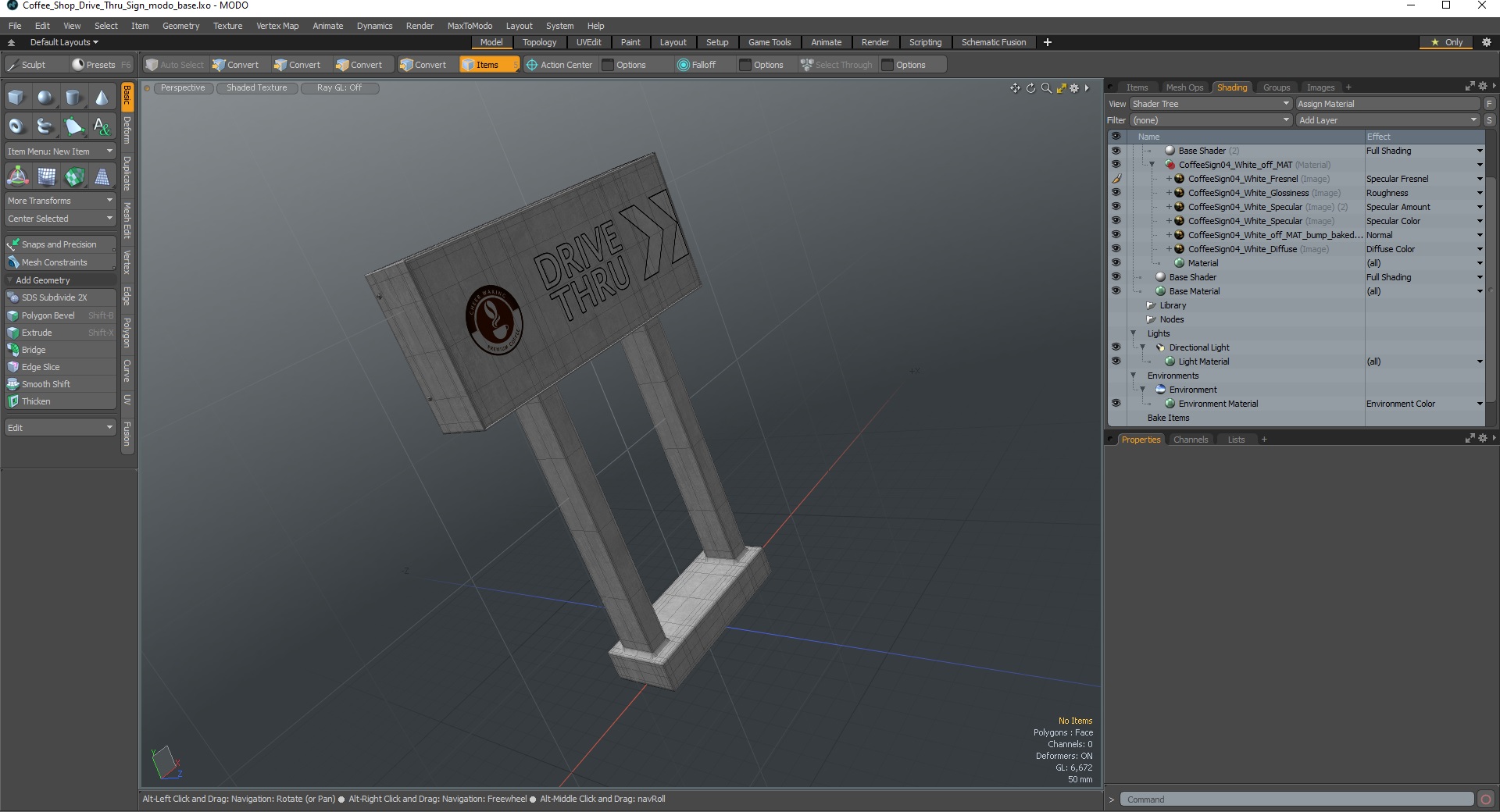 Coffee Shop Drive Thru Sign 3D