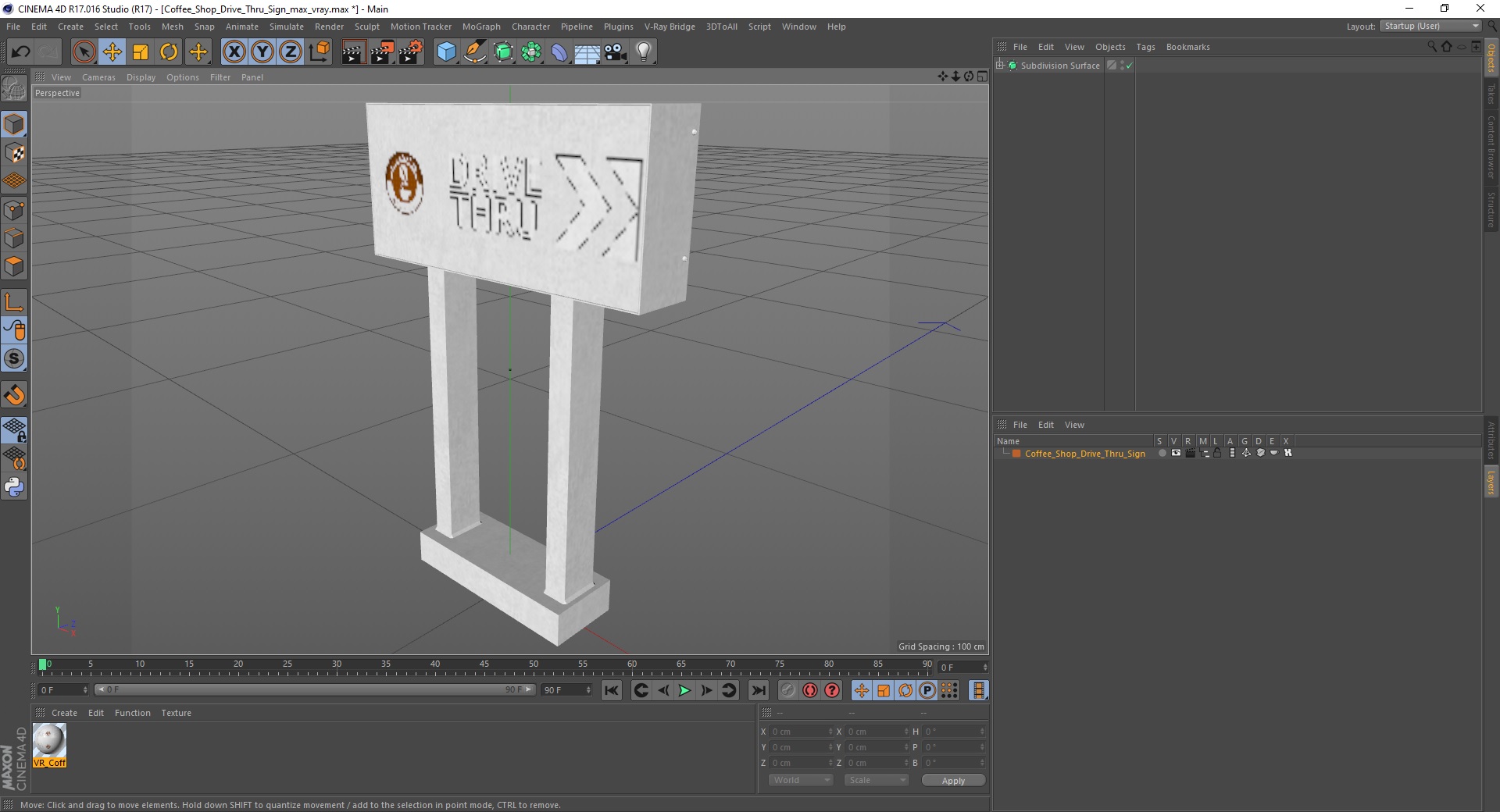 Coffee Shop Drive Thru Sign 3D