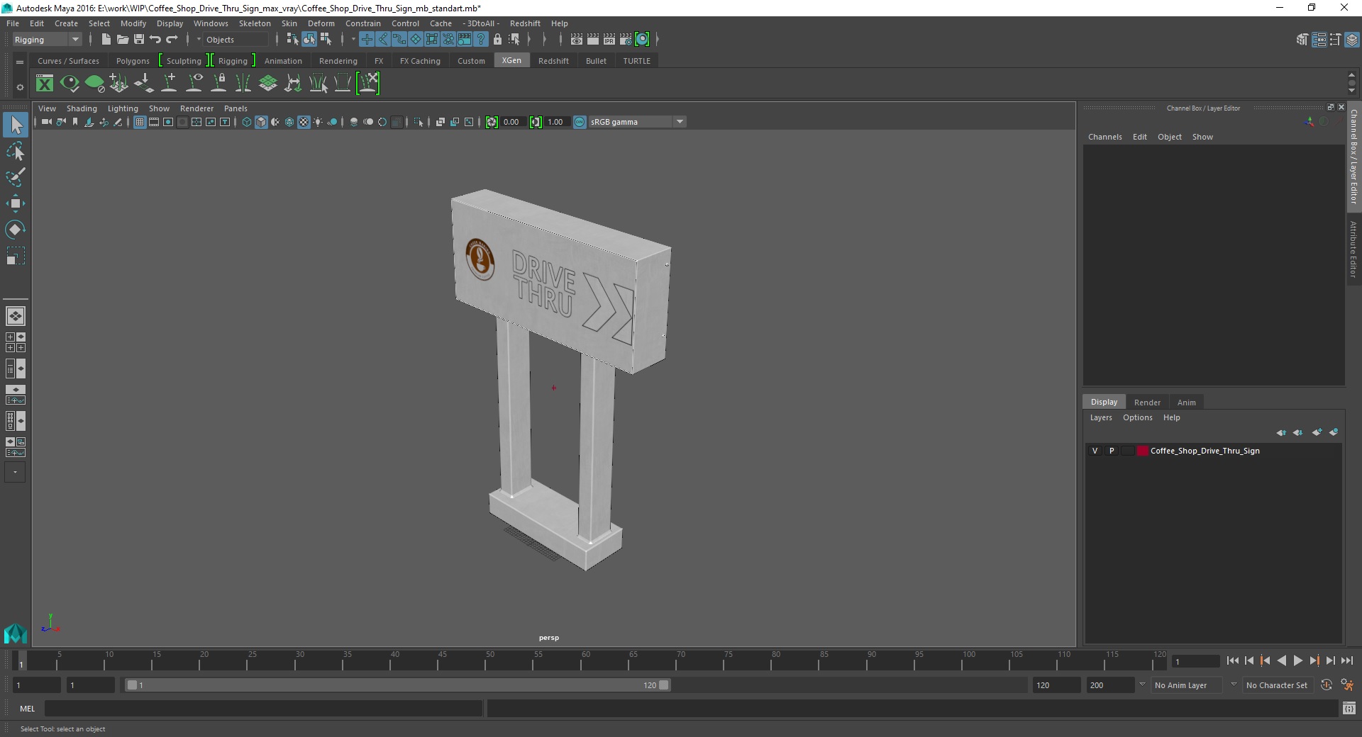 Coffee Shop Drive Thru Sign 3D