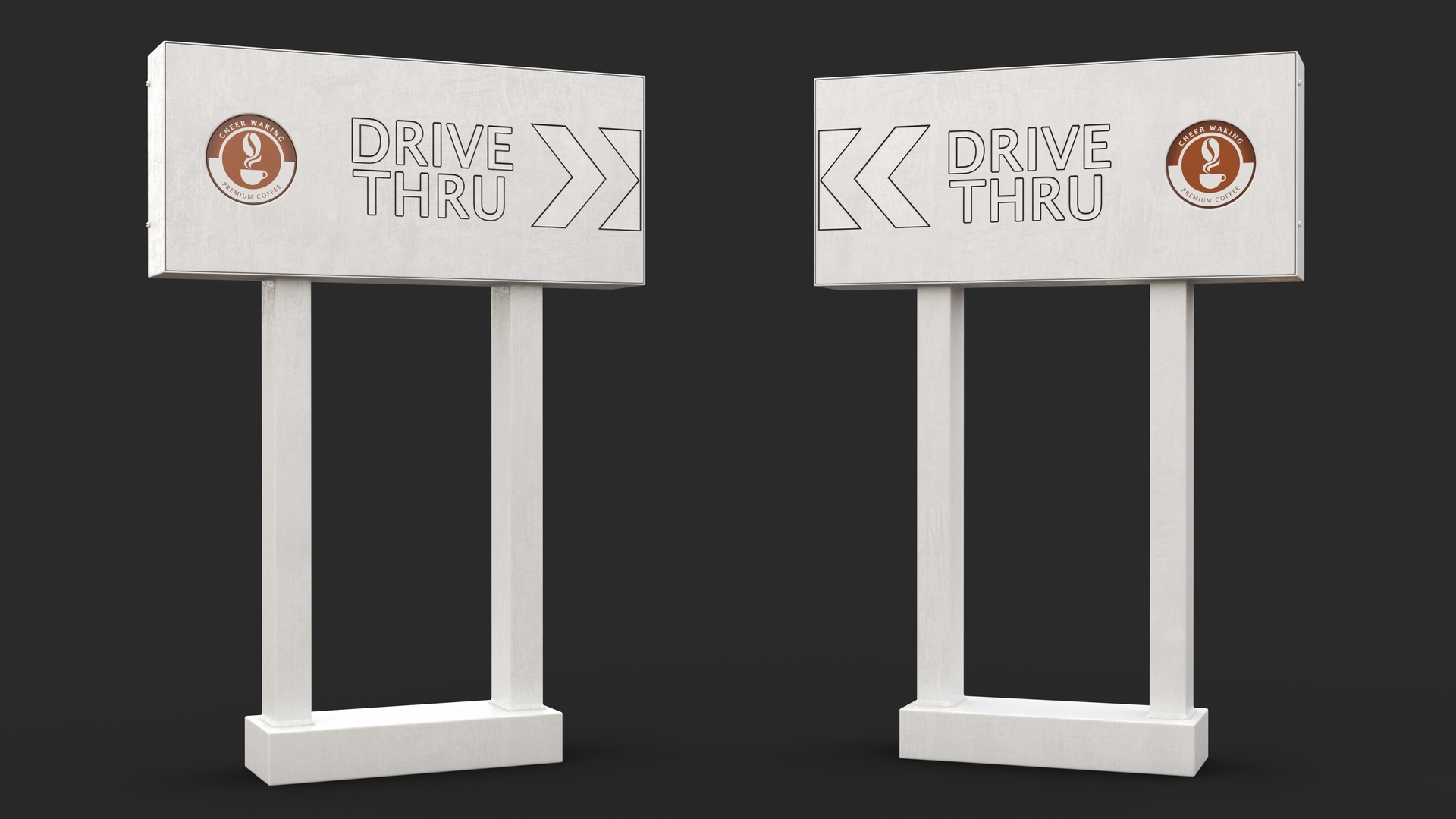 Coffee Shop Drive Thru Sign 3D