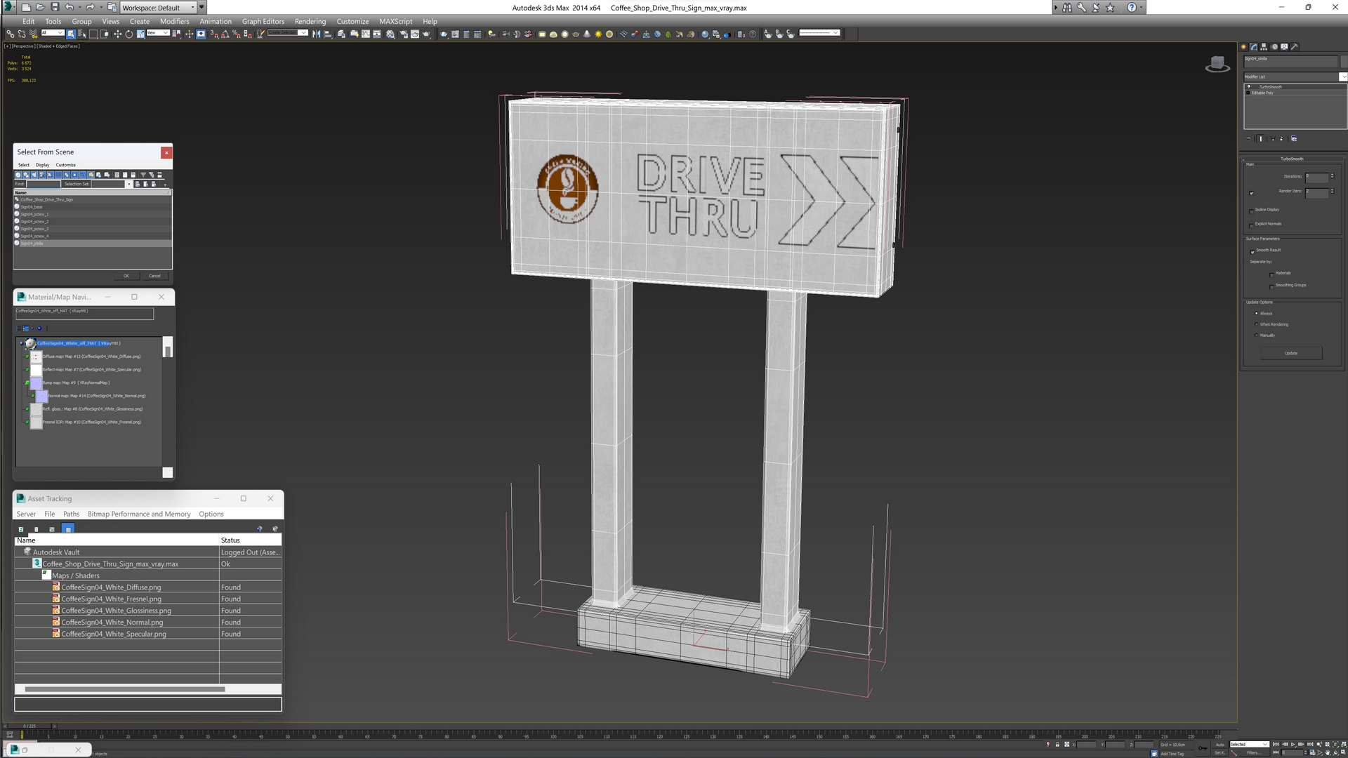 Coffee Shop Drive Thru Sign 3D
