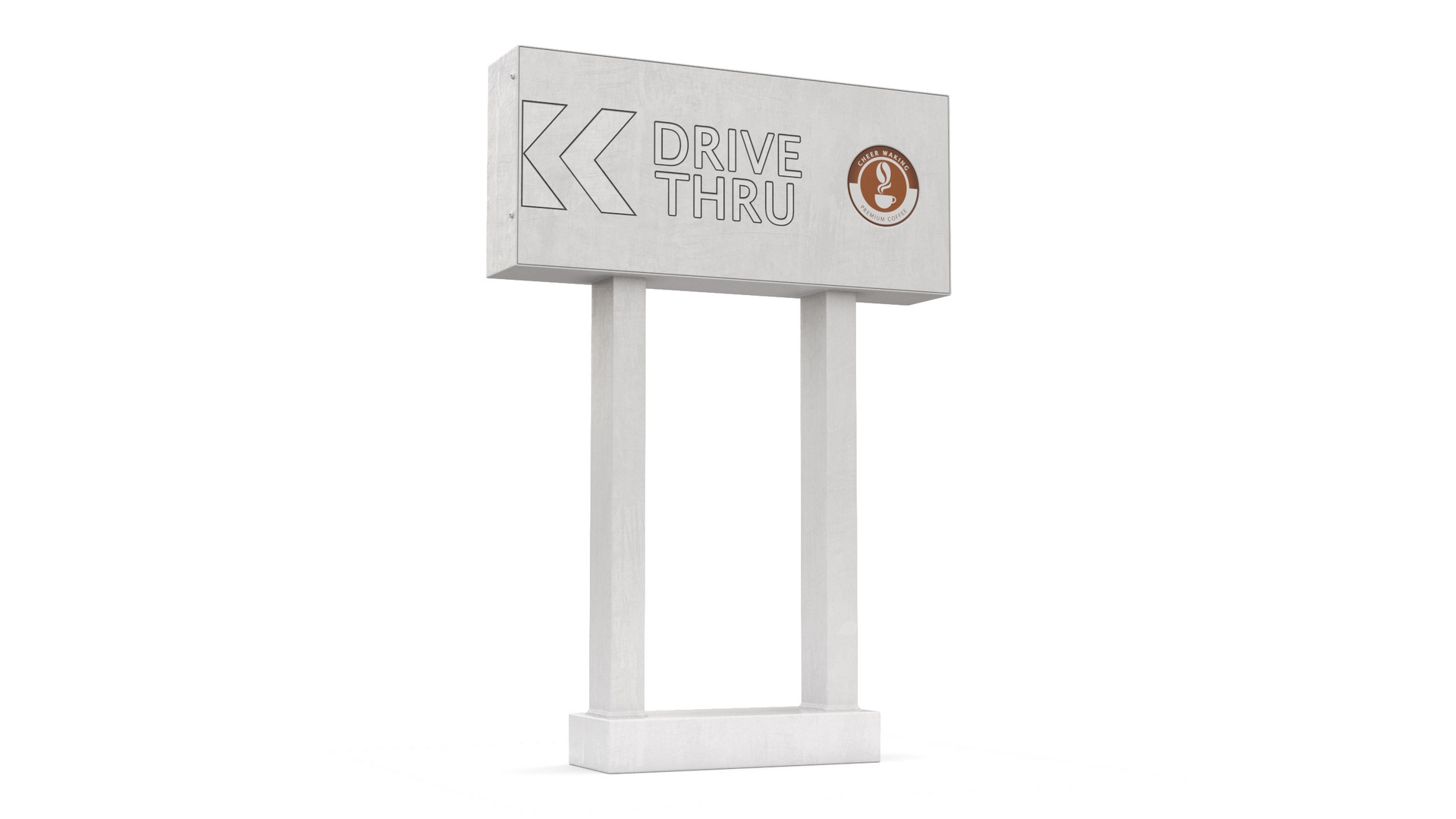 Coffee Shop Drive Thru Sign 3D