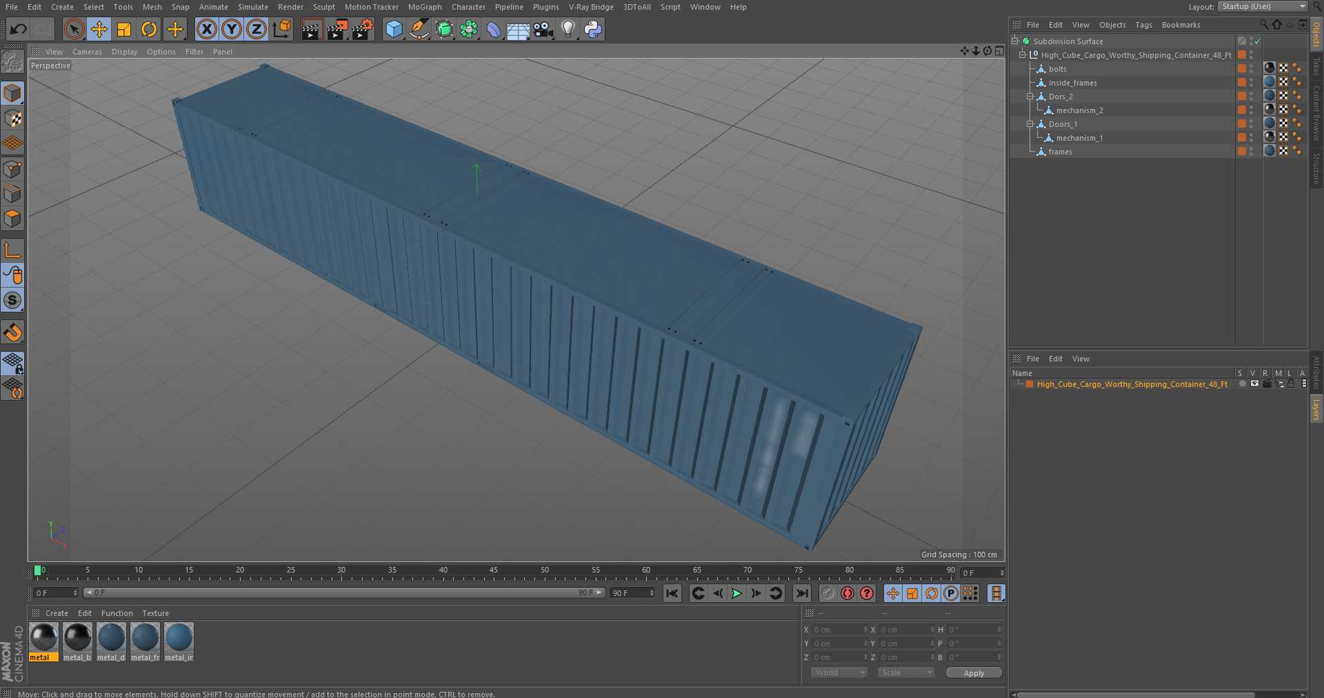 High Cube Cargo Worthy Shipping Container 48 Ft 3D