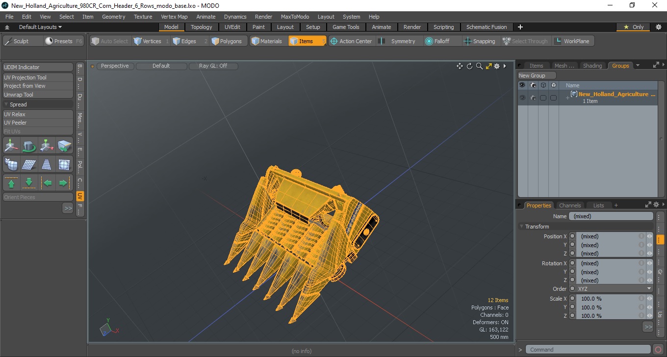 3D New Holland Agriculture 980CR Corn Header 6 Rows model