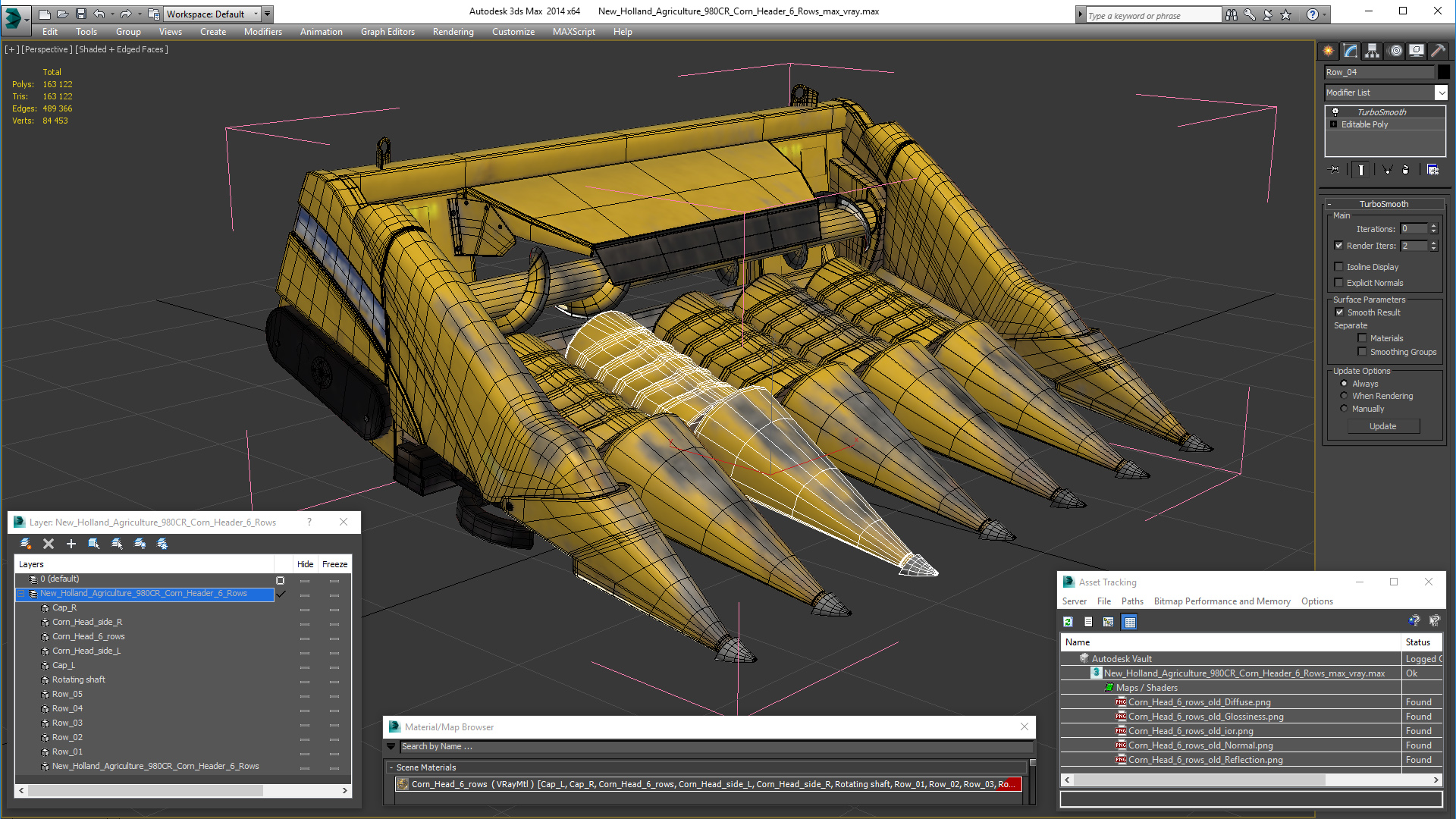 3D New Holland Agriculture 980CR Corn Header 6 Rows model
