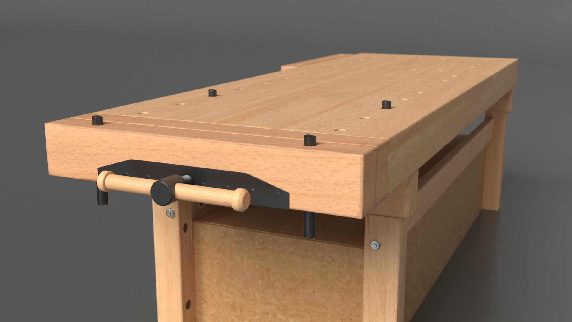 3D model Aspen Workbench with Drawers and Cabinet