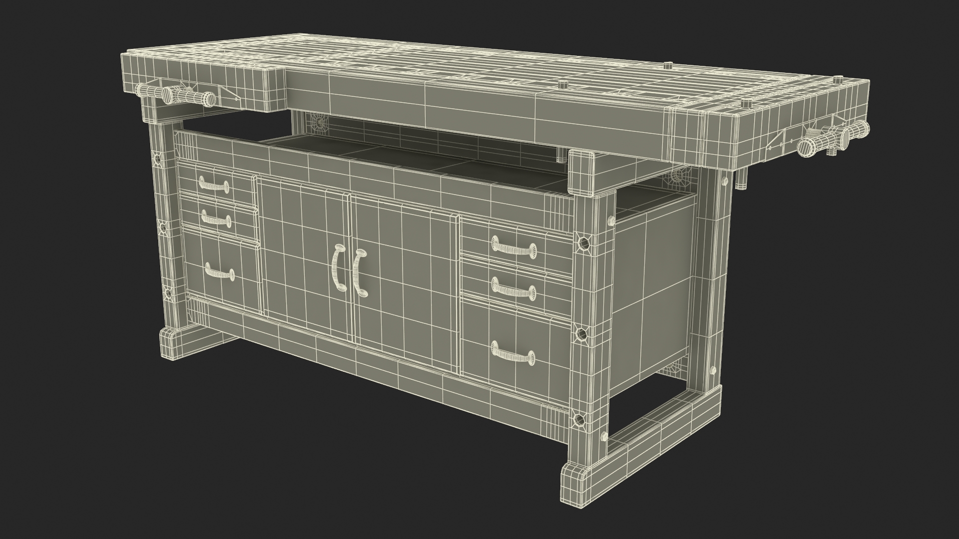 3D model Aspen Workbench with Drawers and Cabinet