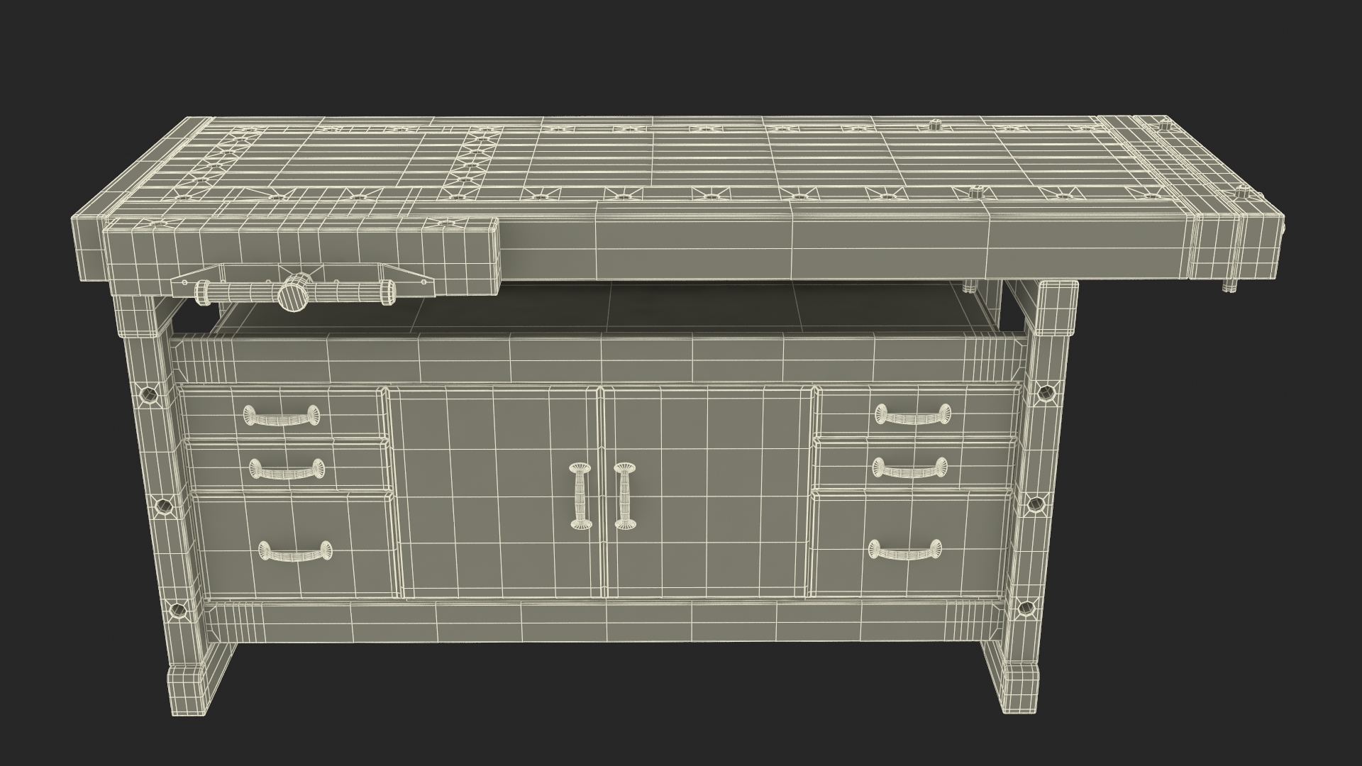 3D model Aspen Workbench with Drawers and Cabinet