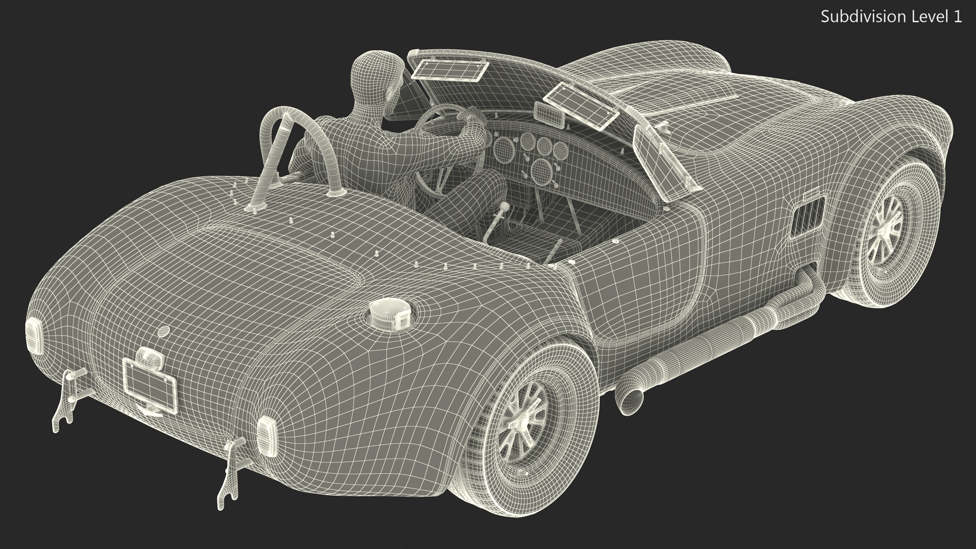 Man Driving Shelby Cobra 1965 3D model