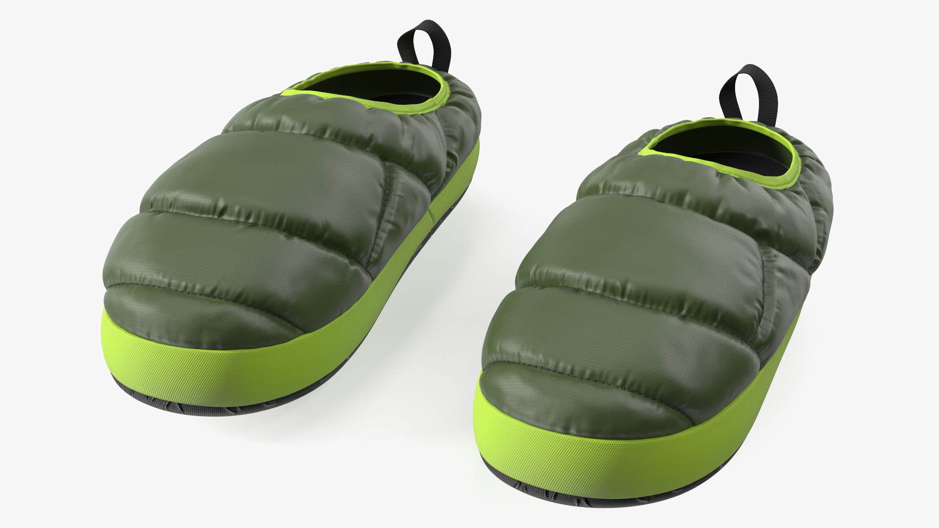 Green Down Slippers 3D model