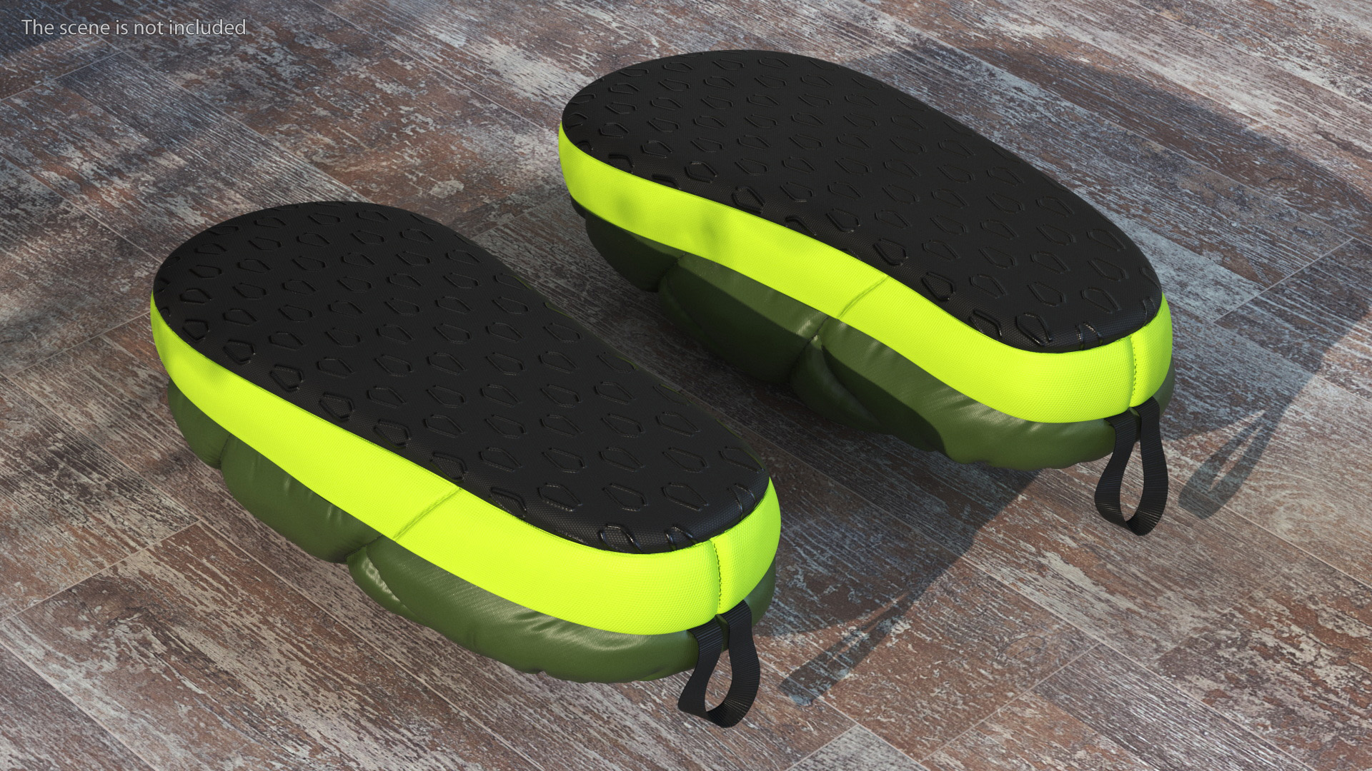 Green Down Slippers 3D model