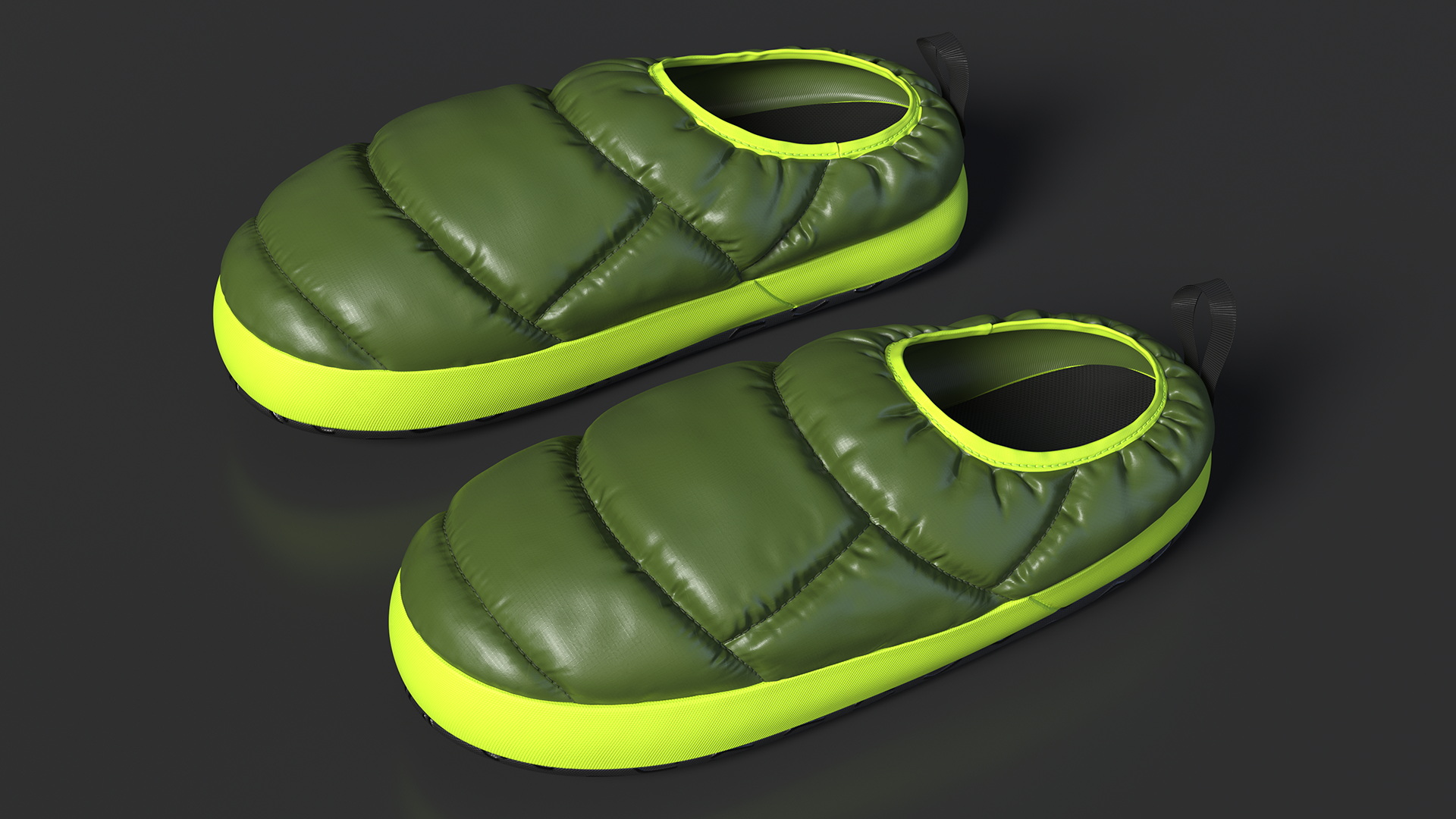 Green Down Slippers 3D model
