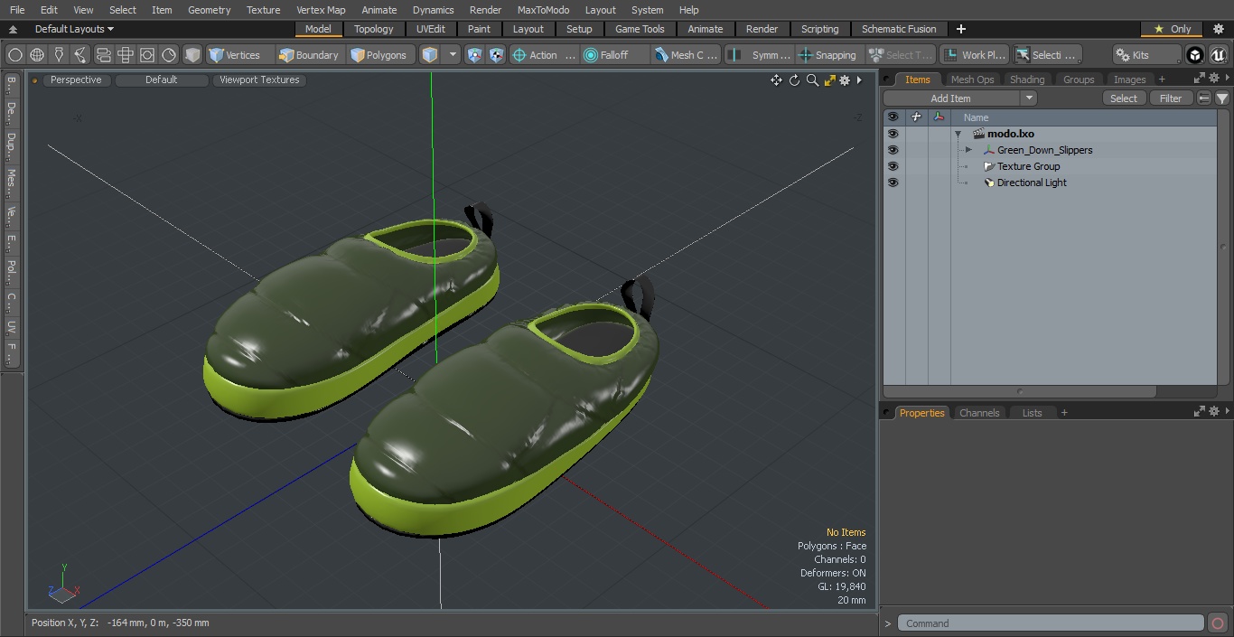 Green Down Slippers 3D model