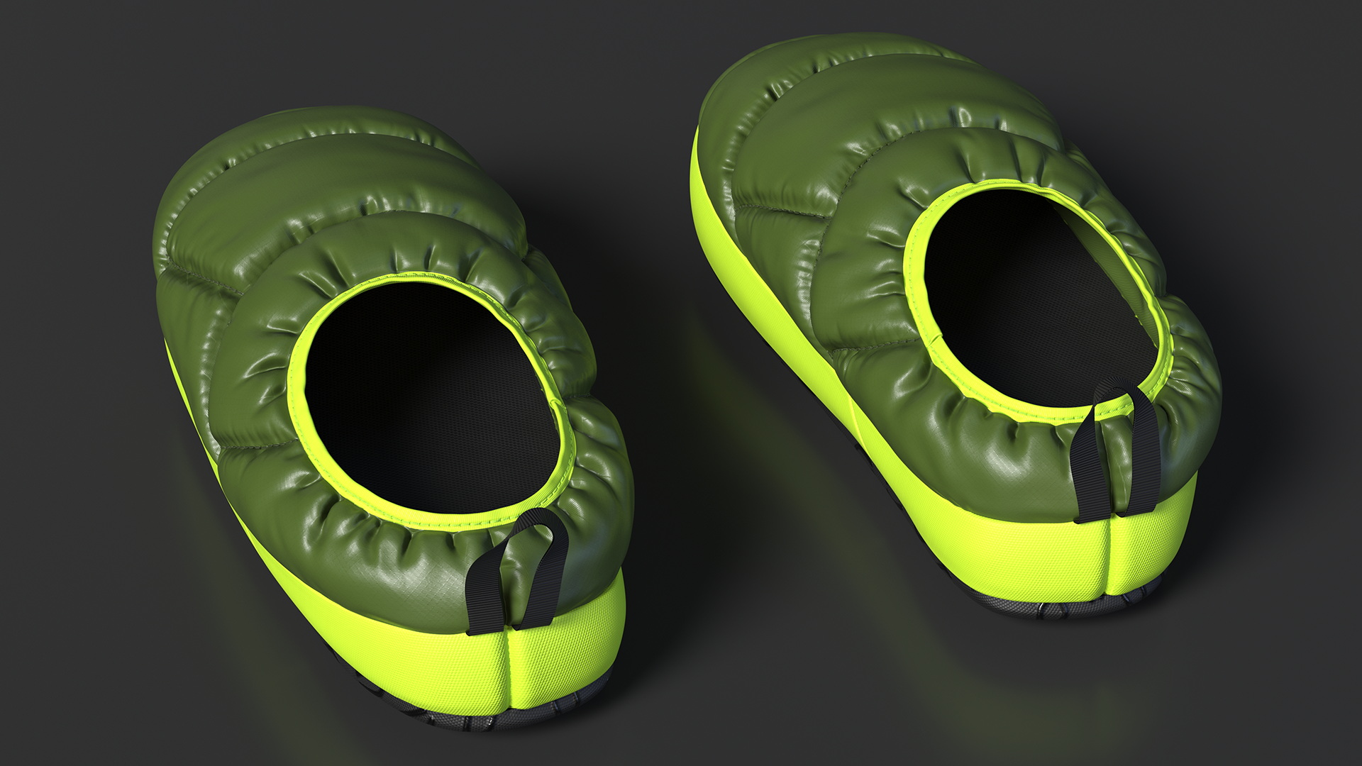 Green Down Slippers 3D model