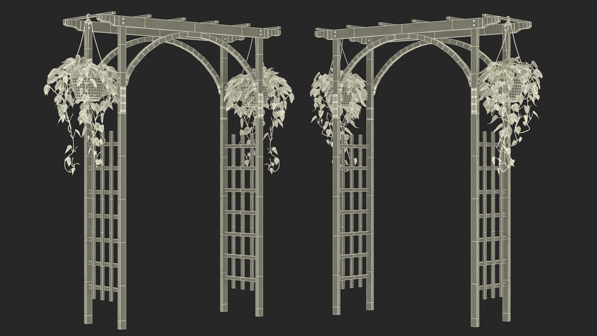 Garden Arch with Climbing Plants 3D