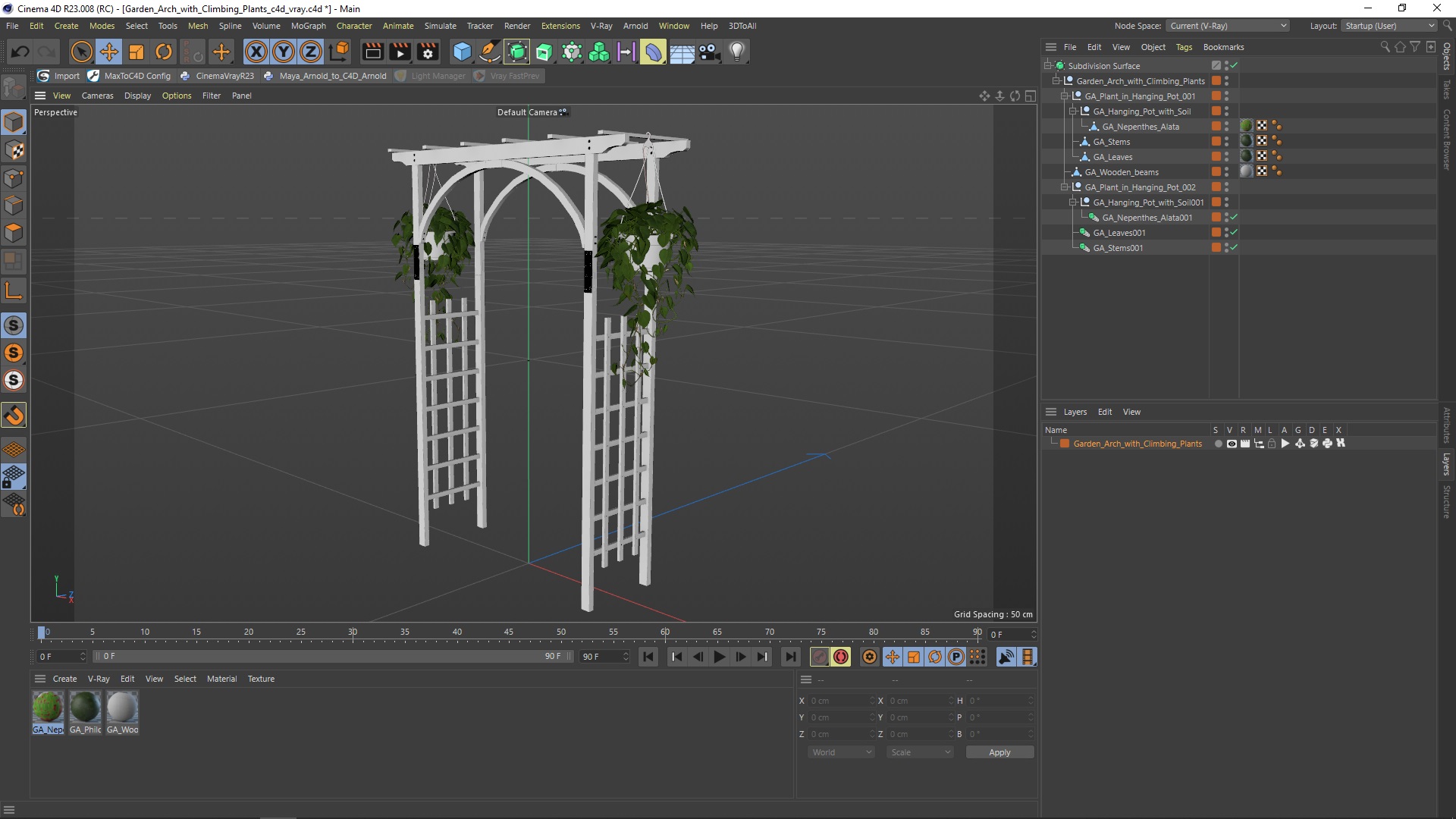 Garden Arch with Climbing Plants 3D