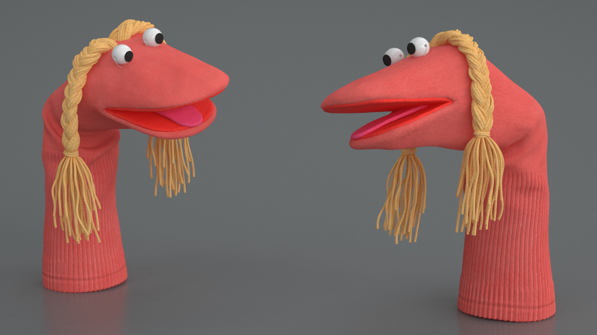 3D Character Hand Puppet Pink Girl Surprised Pose