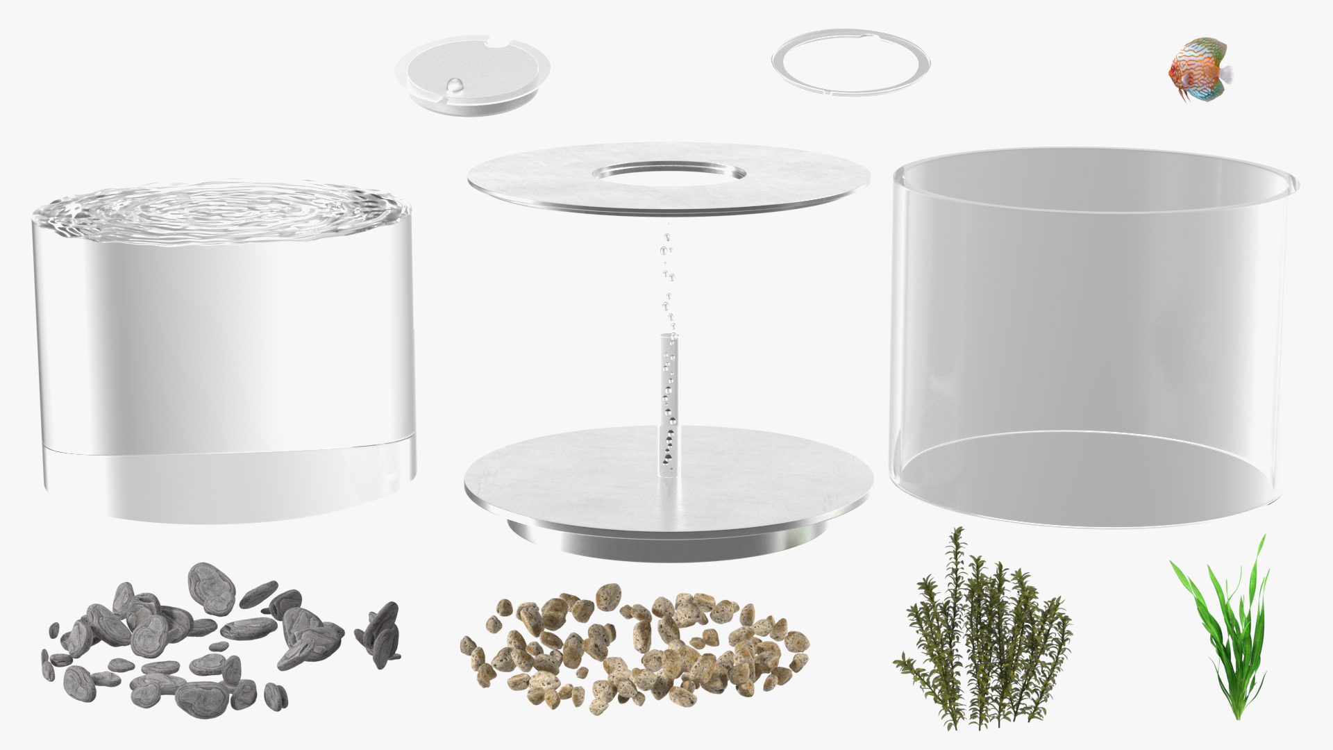 Chrome Cylinder Aquarium 3D model