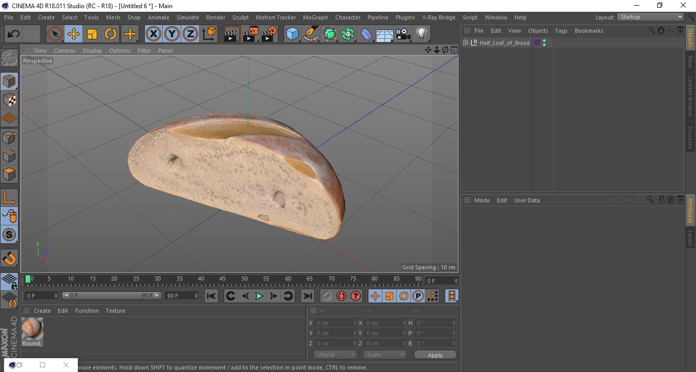 3D Half Loaf of Bread model