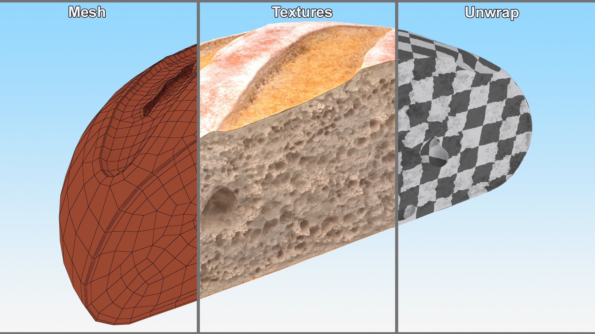 3D Half Loaf of Bread model