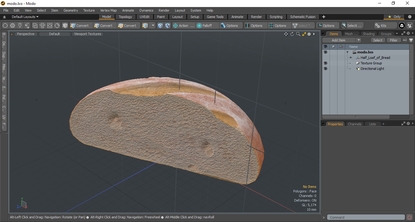 3D Half Loaf of Bread model