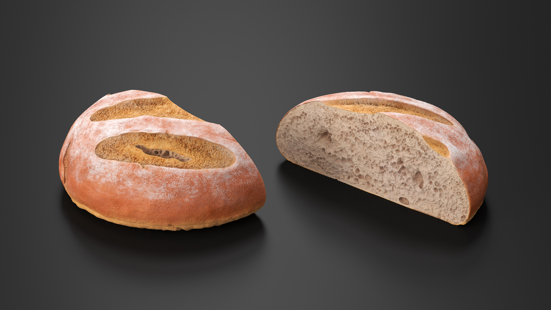 3D Half Loaf of Bread model